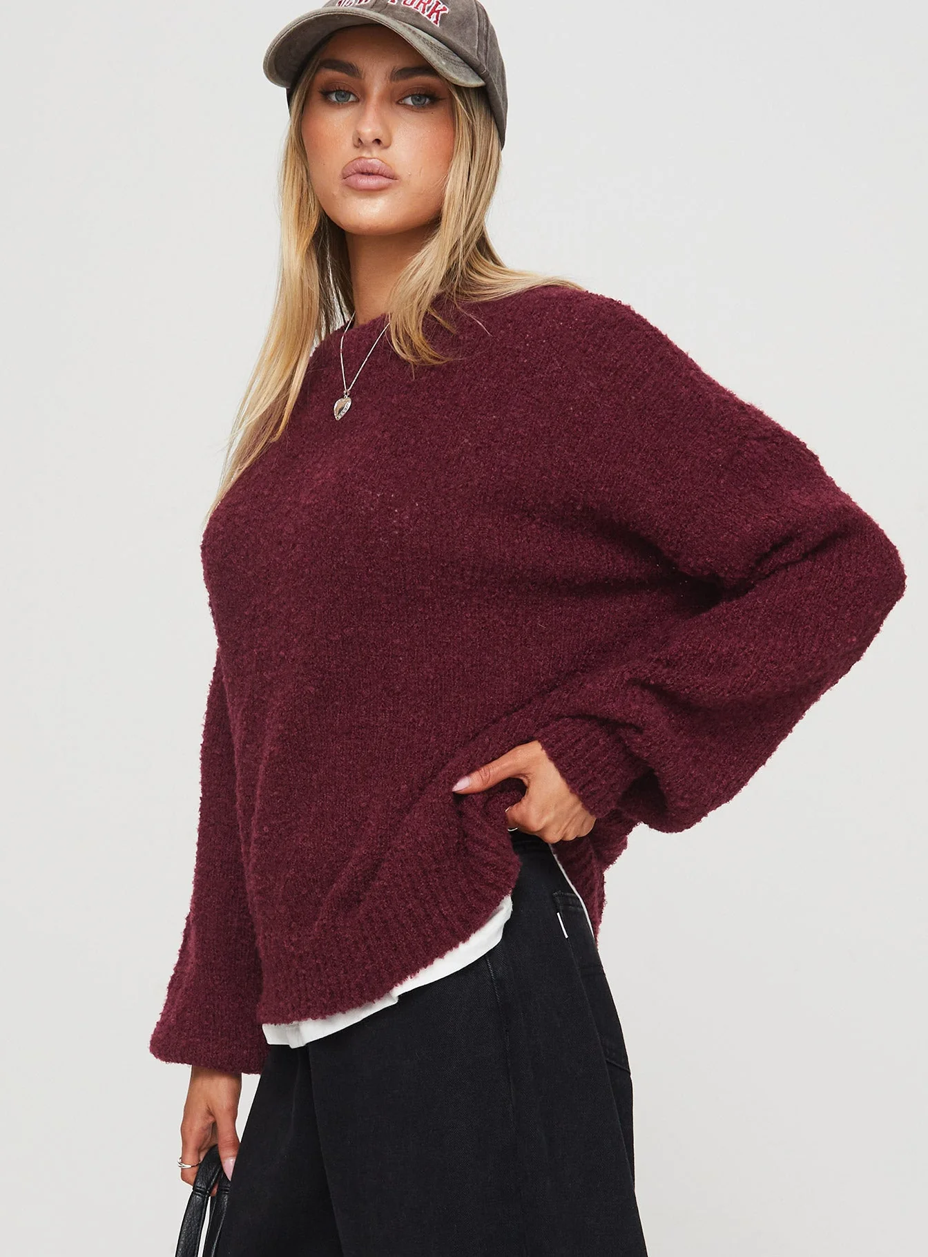 Niomie Knit Sweater Burgundy - Image 4