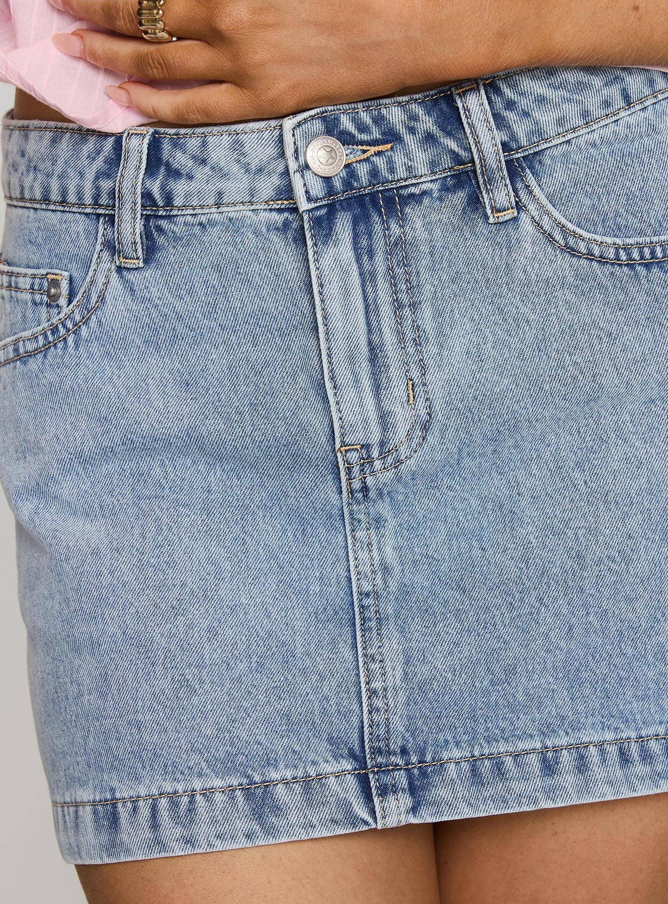 Nickei Denim Mini Skirt Light Wash - Image 6