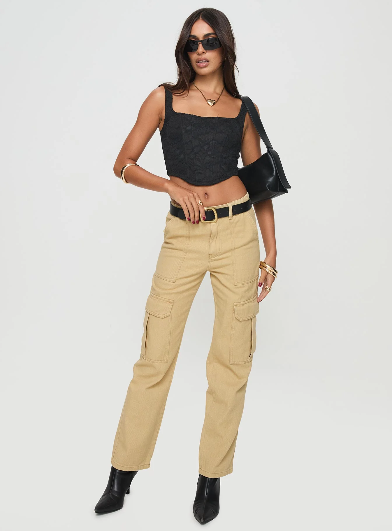 Nickei Utility Cargo Pants Beige - Image 2