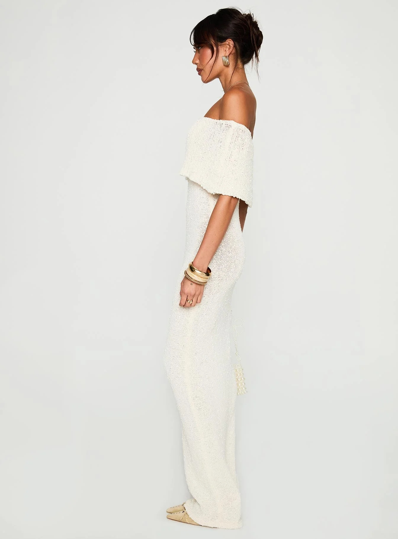 Nixen Strapless Knit Maxi Dress Cream - Image 4