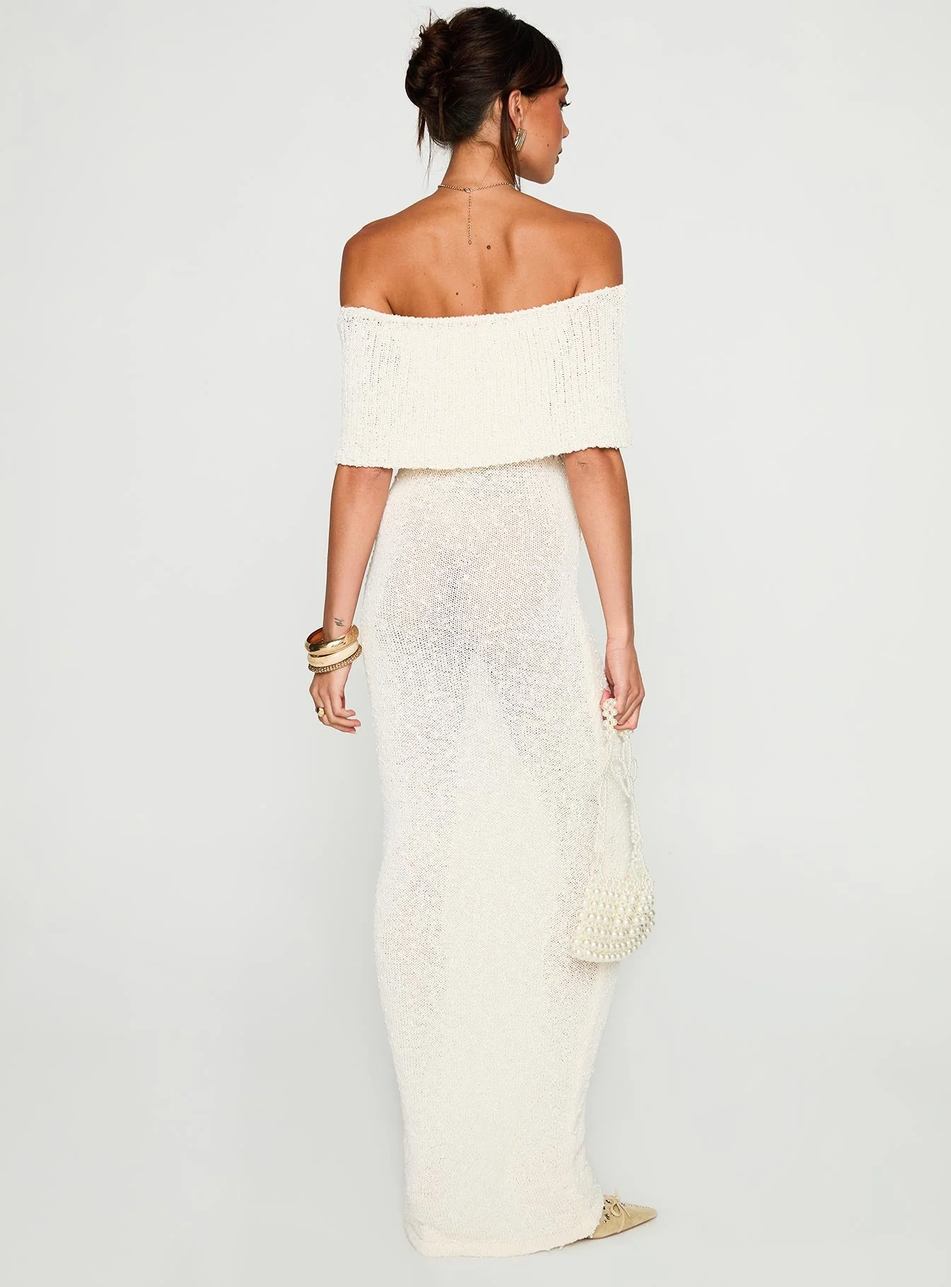 Nixen Strapless Knit Maxi Dress Cream - Image 5