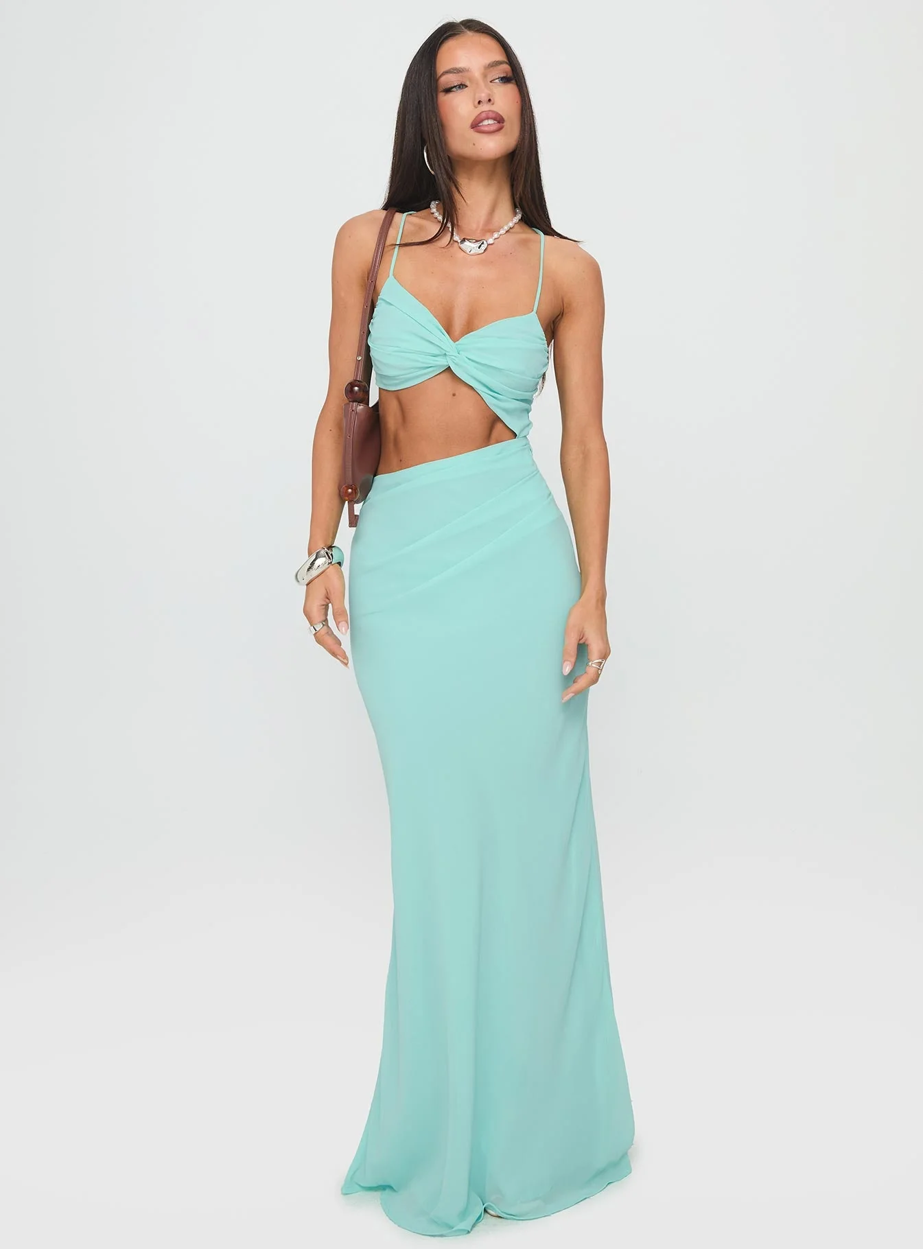 No Control Keyhole Maxi Dress Aqua - Image 3