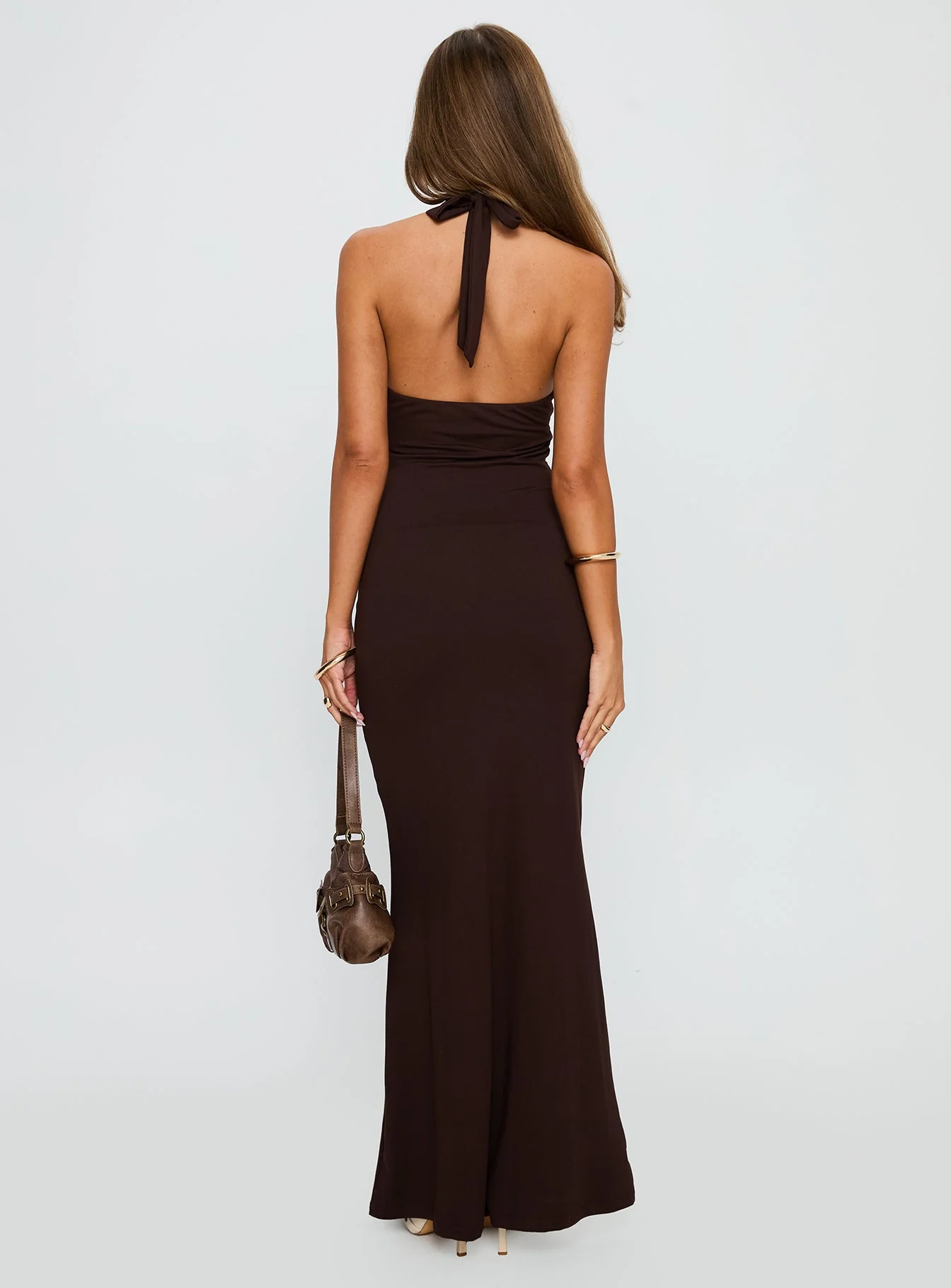 No Hard Feelings Twist Maxi Dress Brown - Image 5