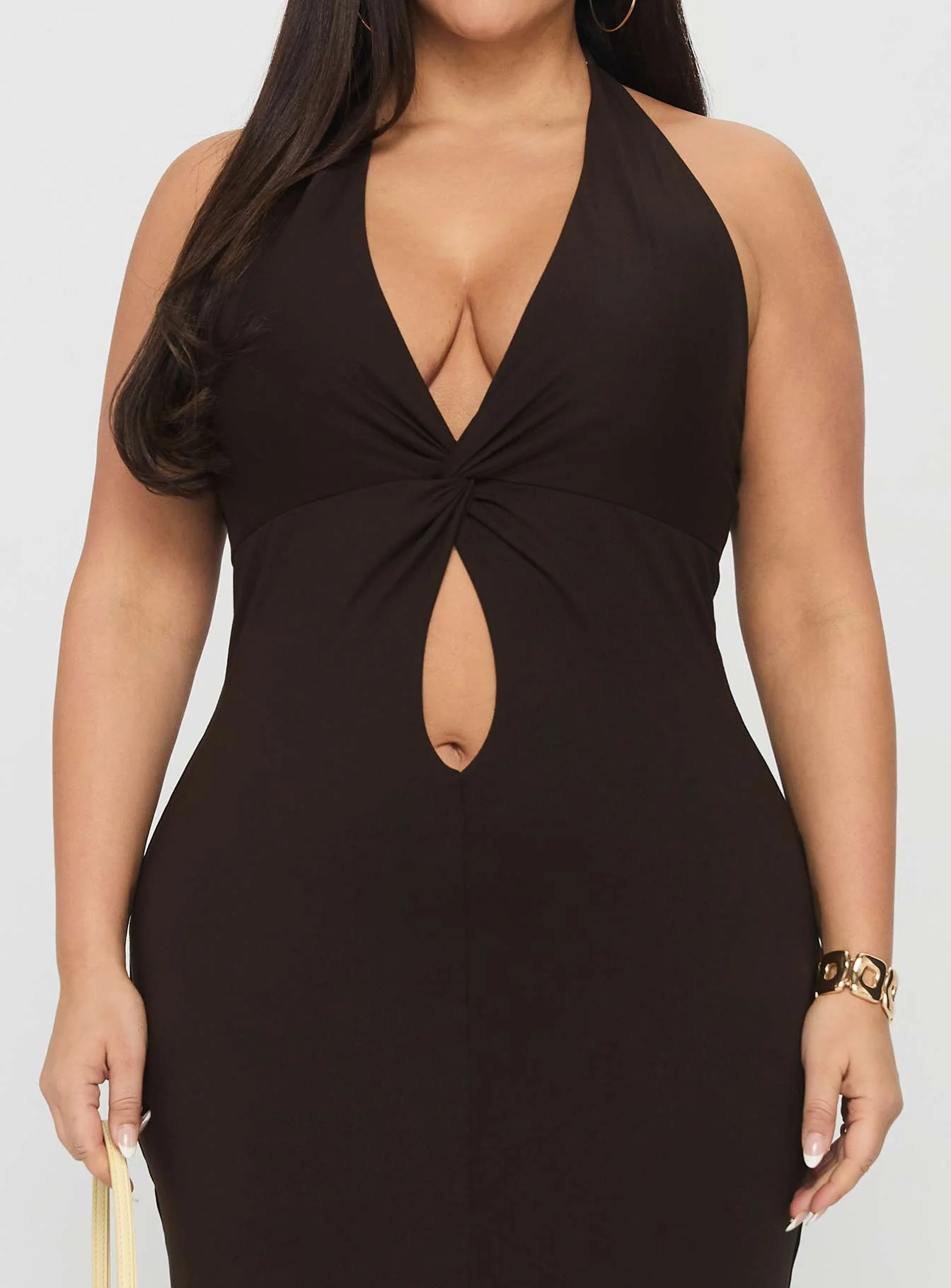 No Hard Feelings Twist Maxi Dress Brown Curve - Image 6