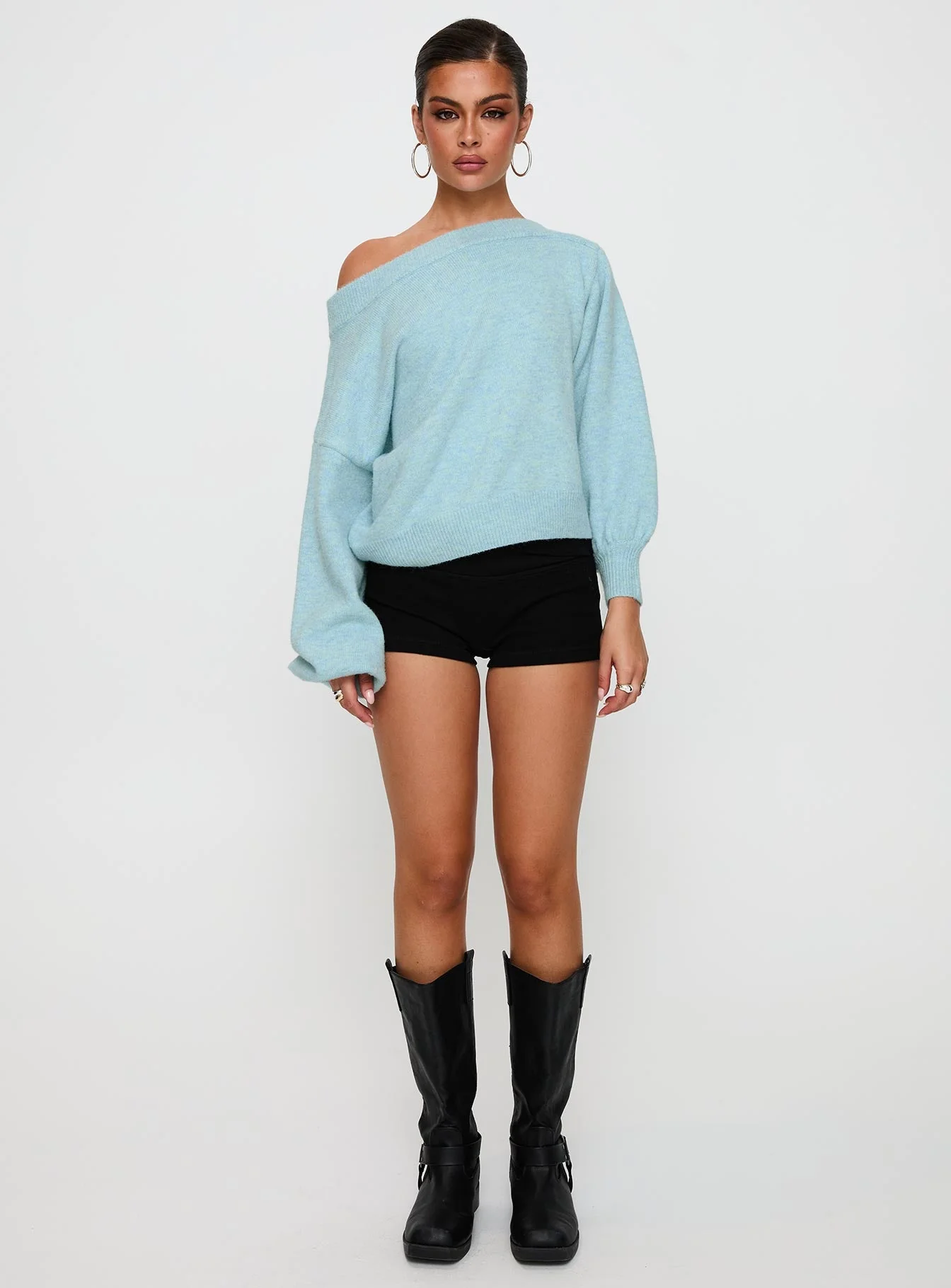 Noble Off The Shoulder Jumper Blue - Image 7