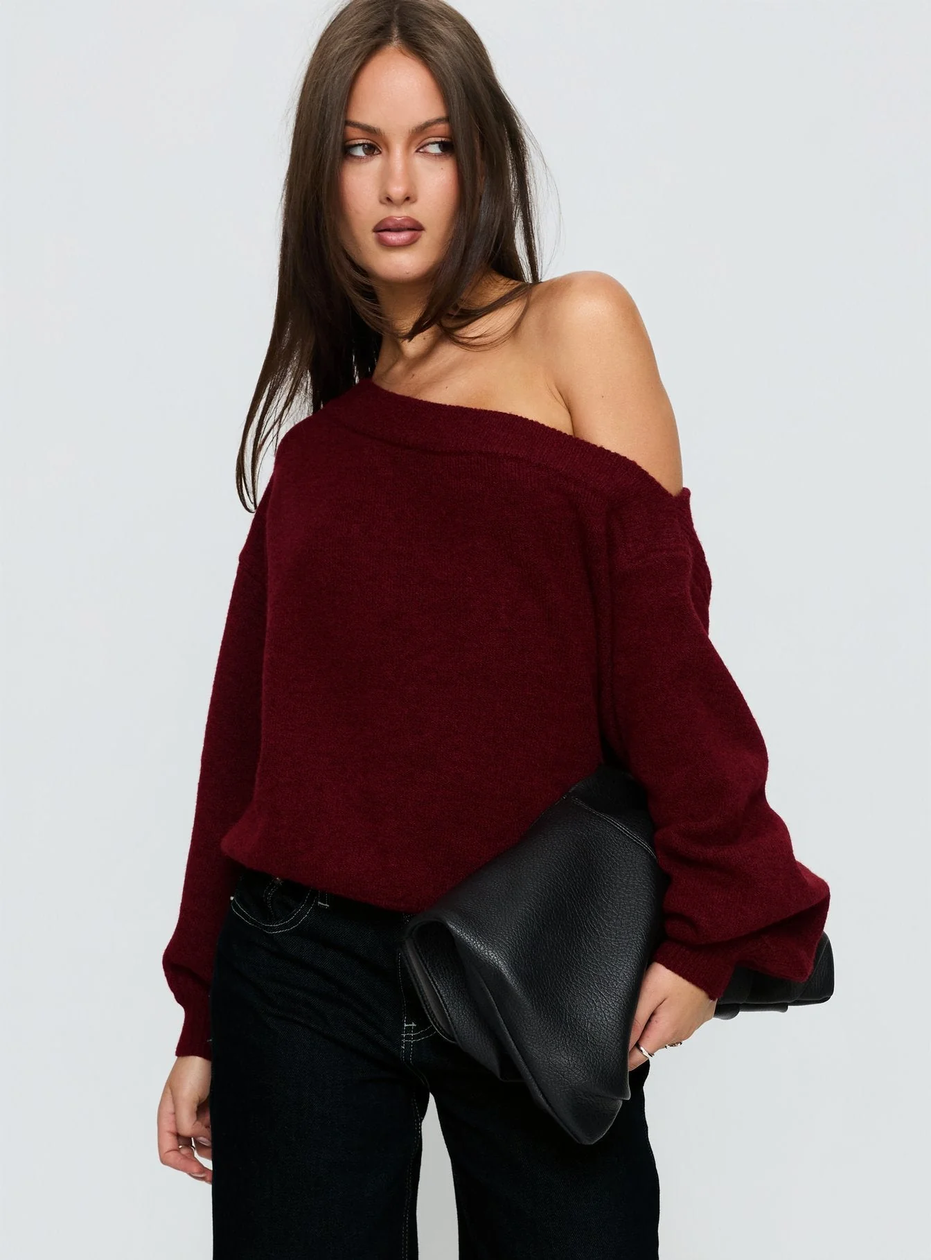 Noble Off The Shoulder Sweater Red - Image 2