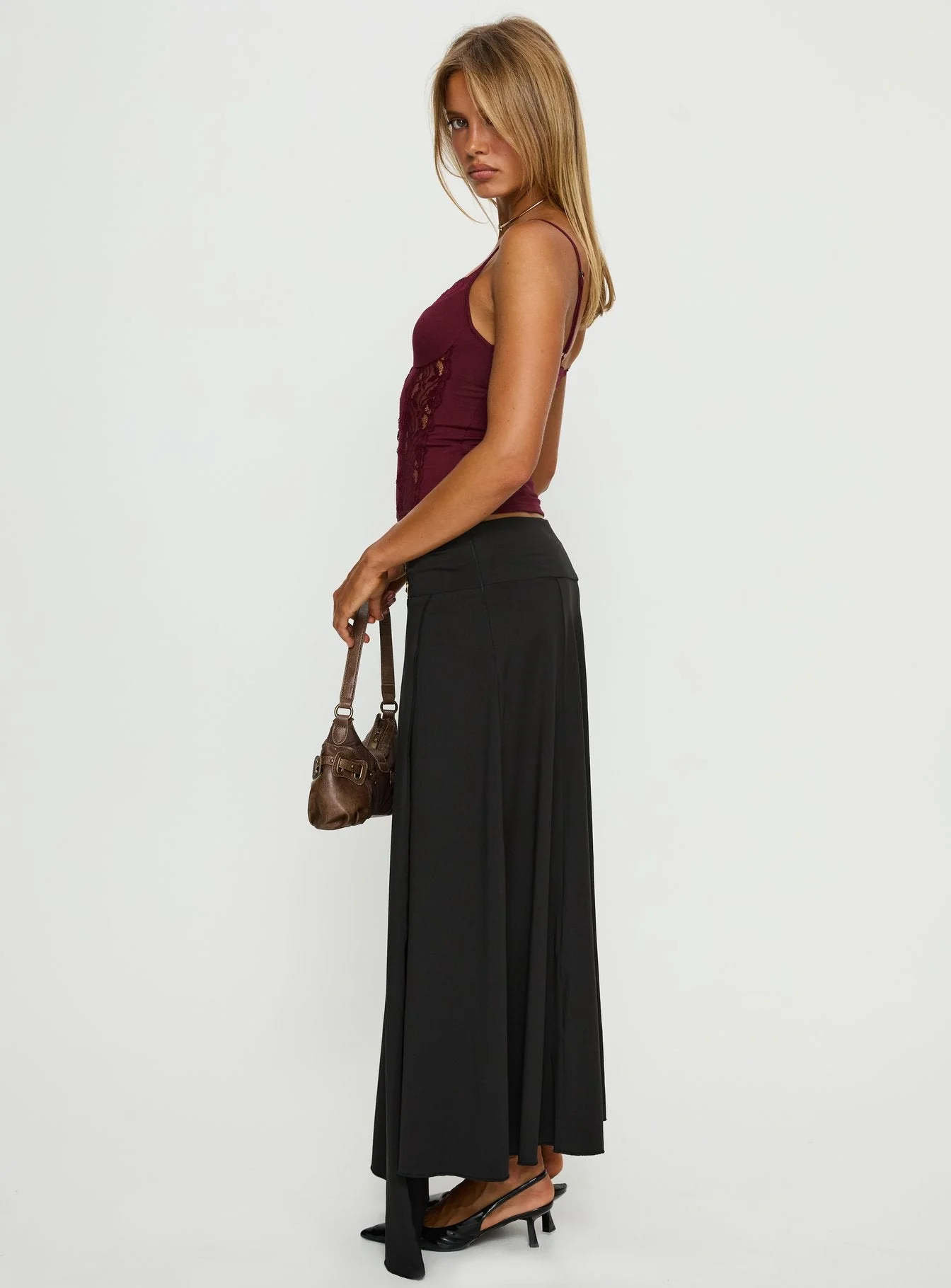 Nola Hardware Slit Maxi Skirt Black - Image 3