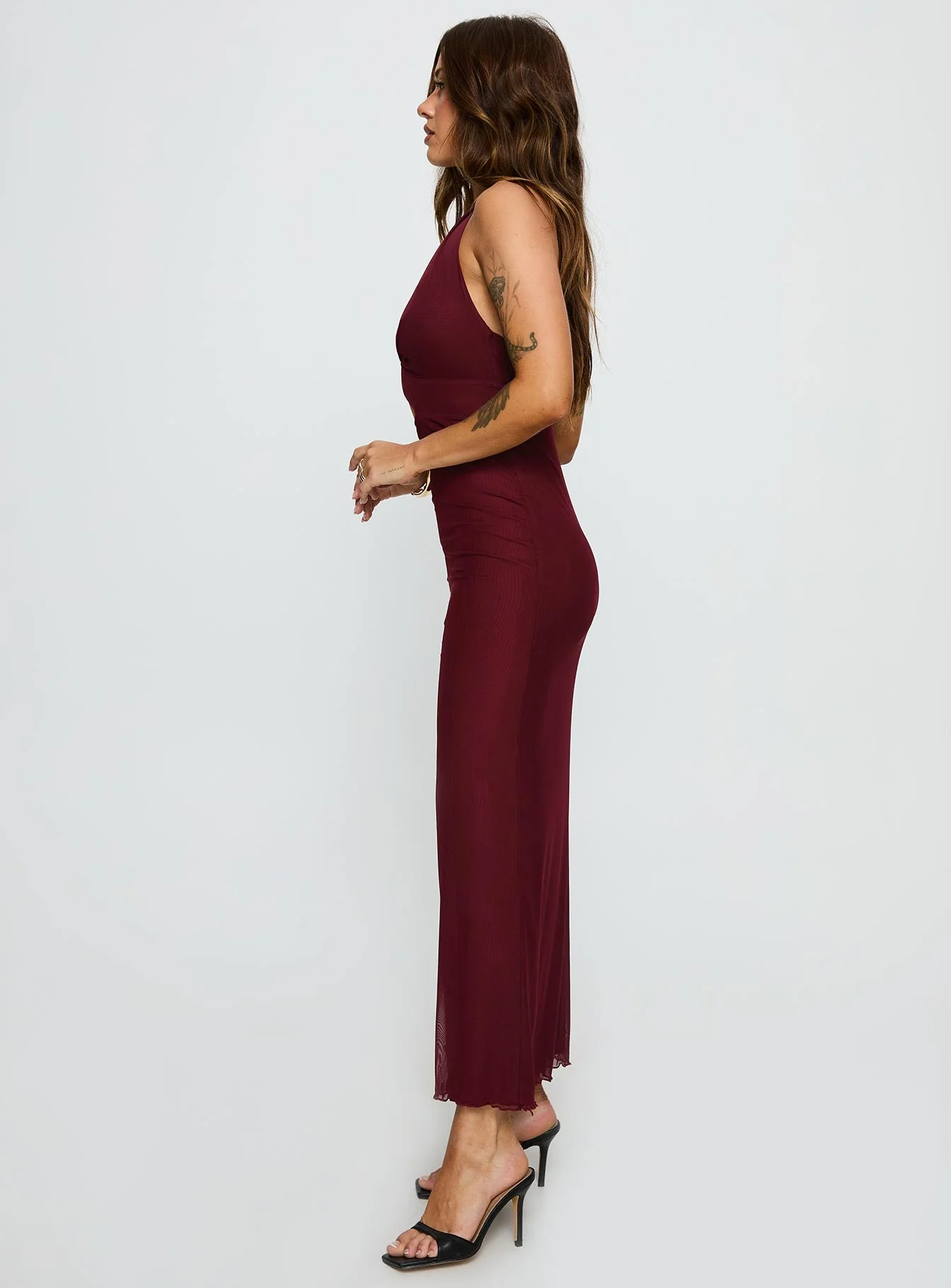 Novalee Keyhole Maxi Dress Burgundy - Image 3