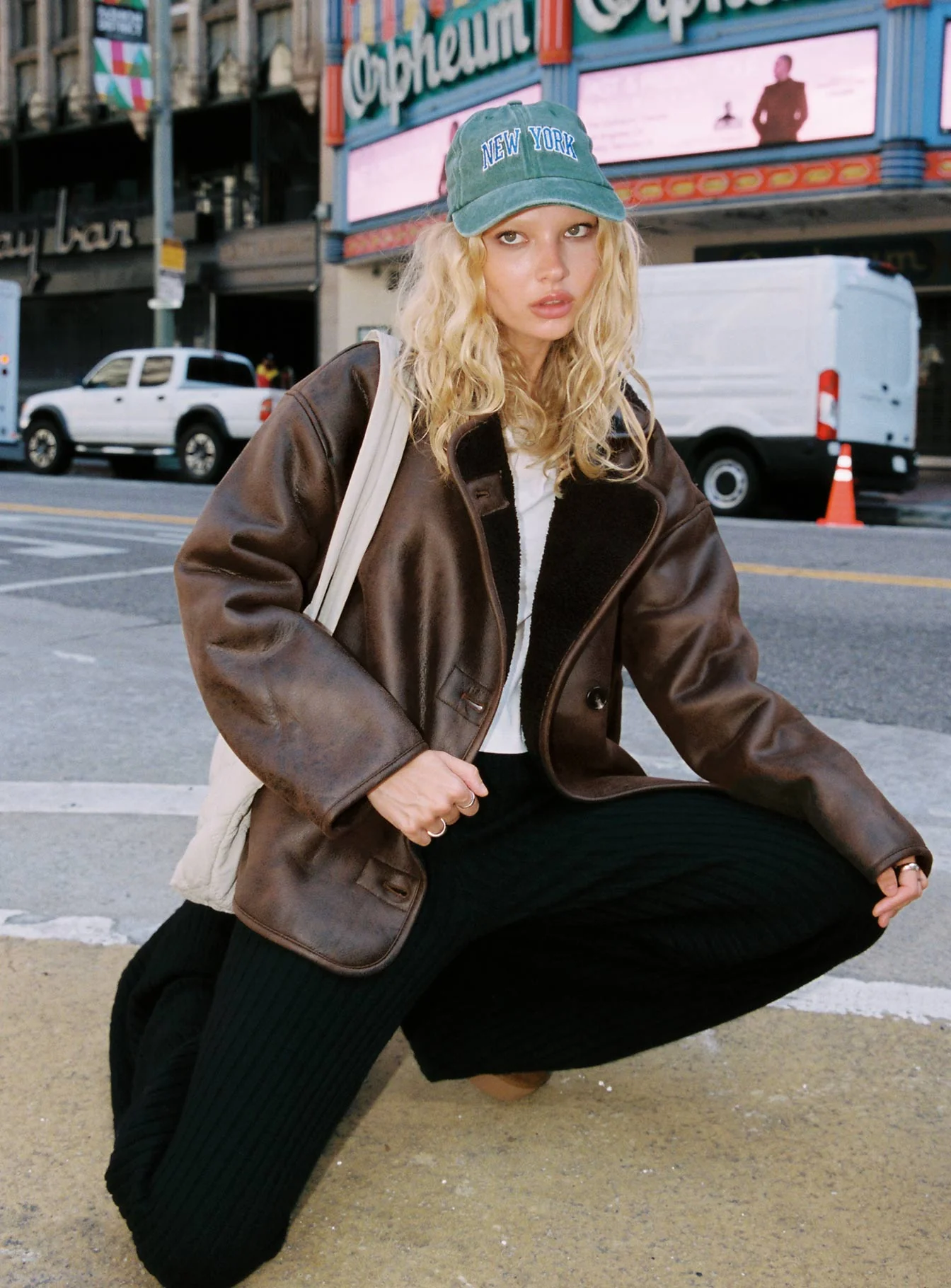 Nunez Faux Leather Jacket Washed Brown / Black - Image 8