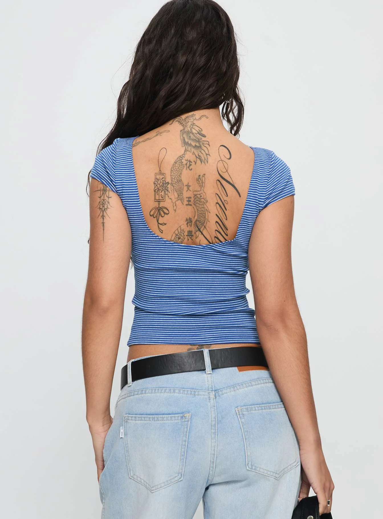 Nyren Low Back Boatneck Top Blue Stripe - Image 5