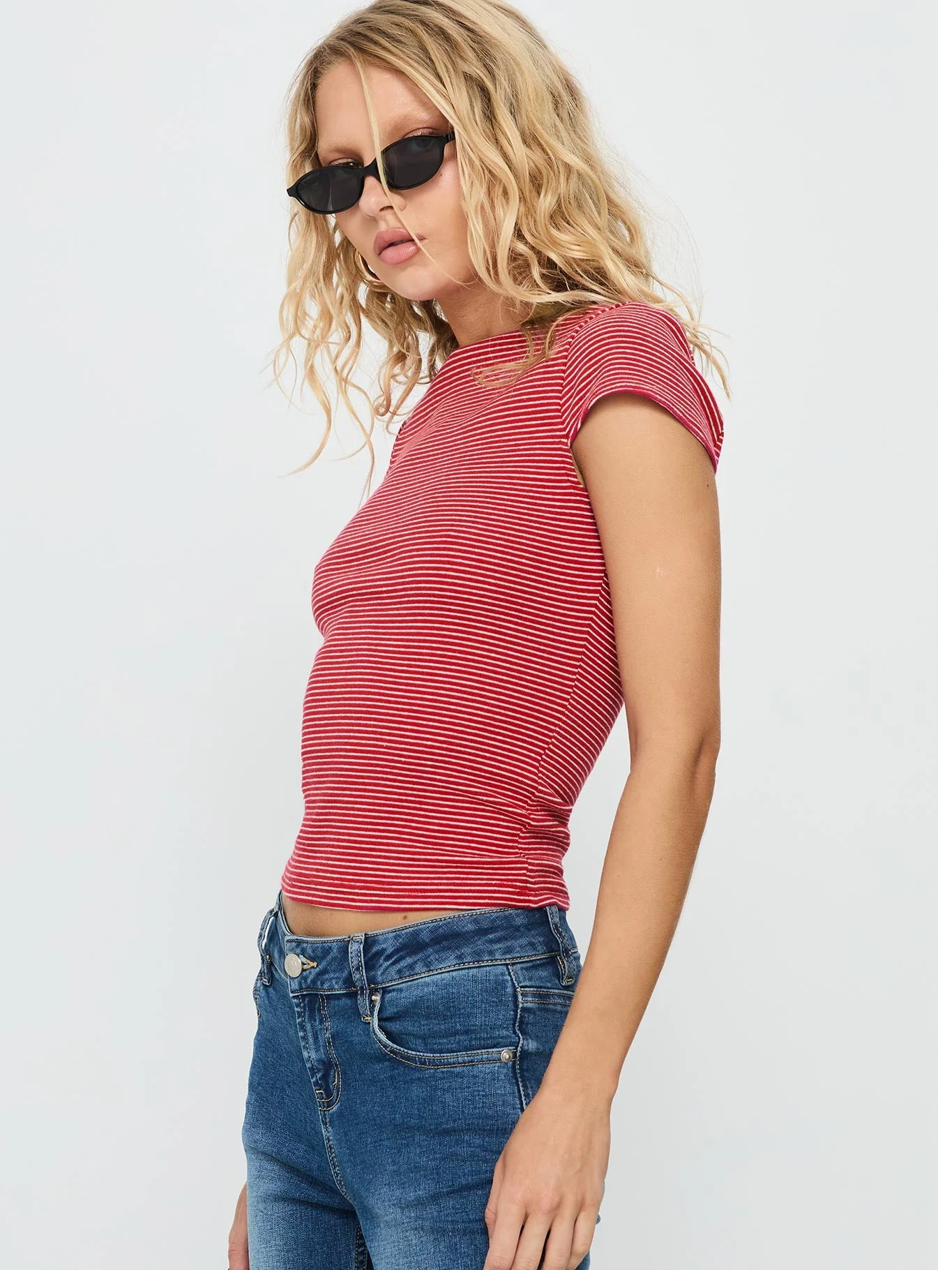 Nyren Low Back Boatneck Top Red Stripe - Image 4