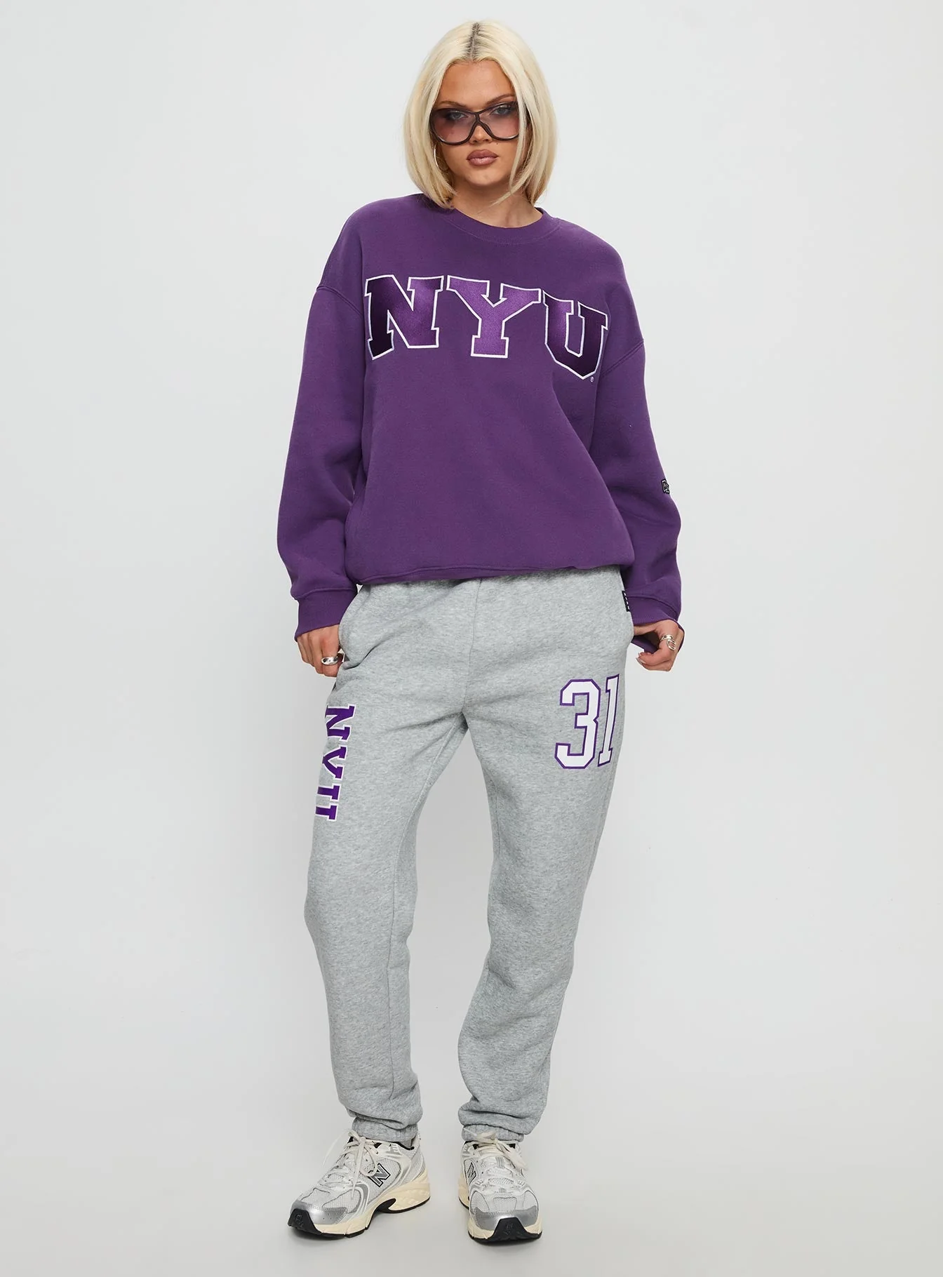 NYU Basic Sweatpants Heather Grey - Image 2
