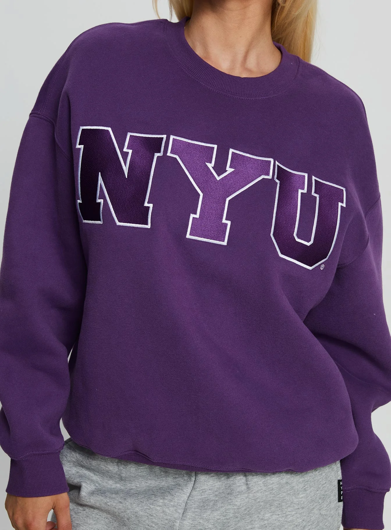 NYU Offside Crewneck Sweatshirt Purple - Image 5
