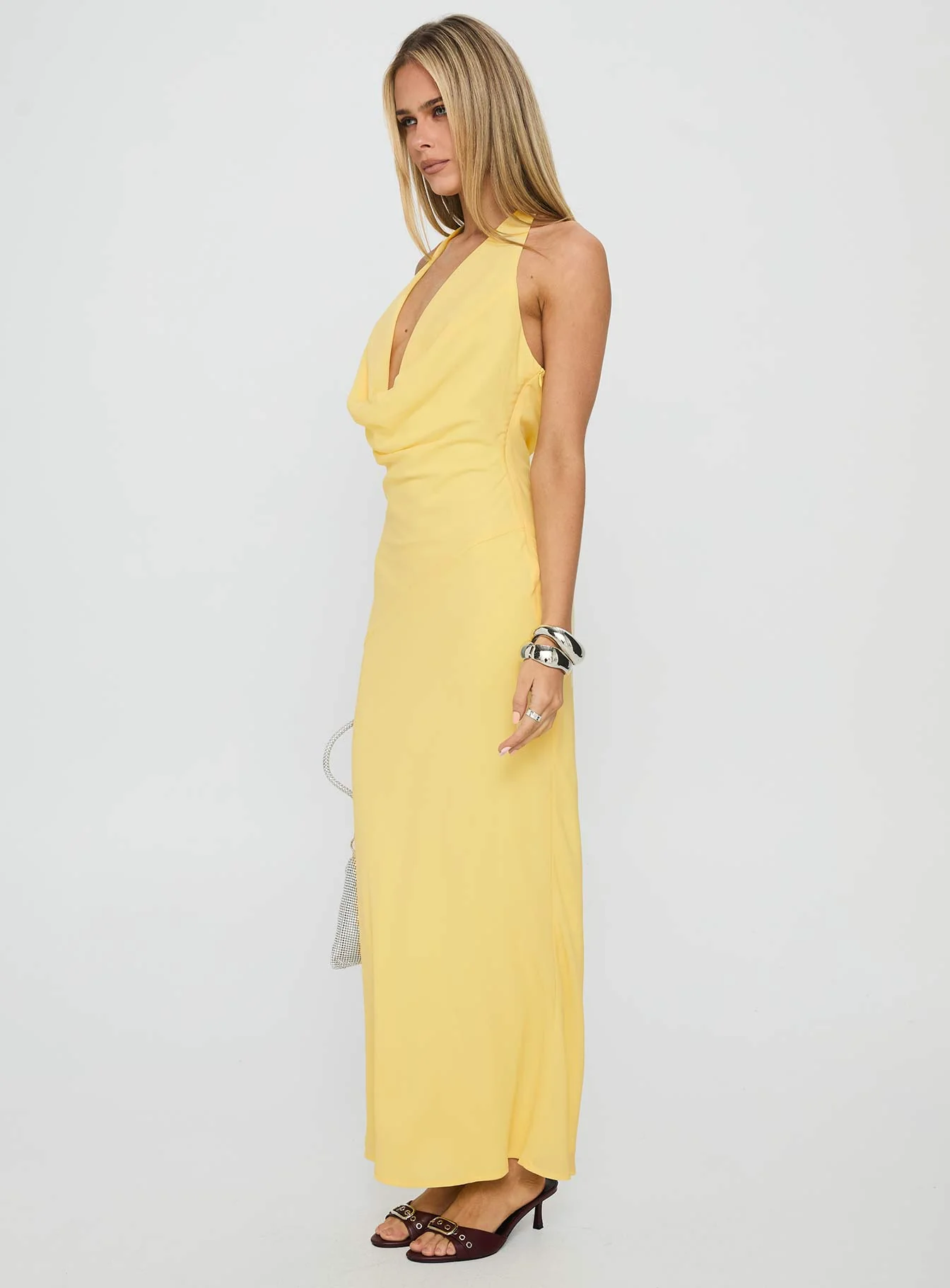 Ocean Boulevard Plunge Maxi Dress Lemon - Image 5