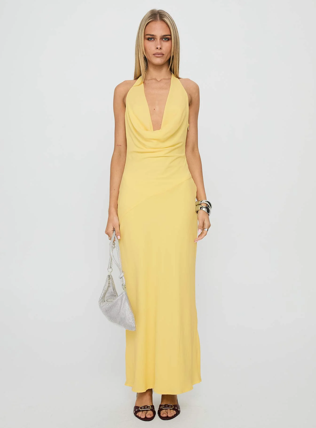 Ocean Boulevard Plunge Maxi Dress Lemon - Image 8