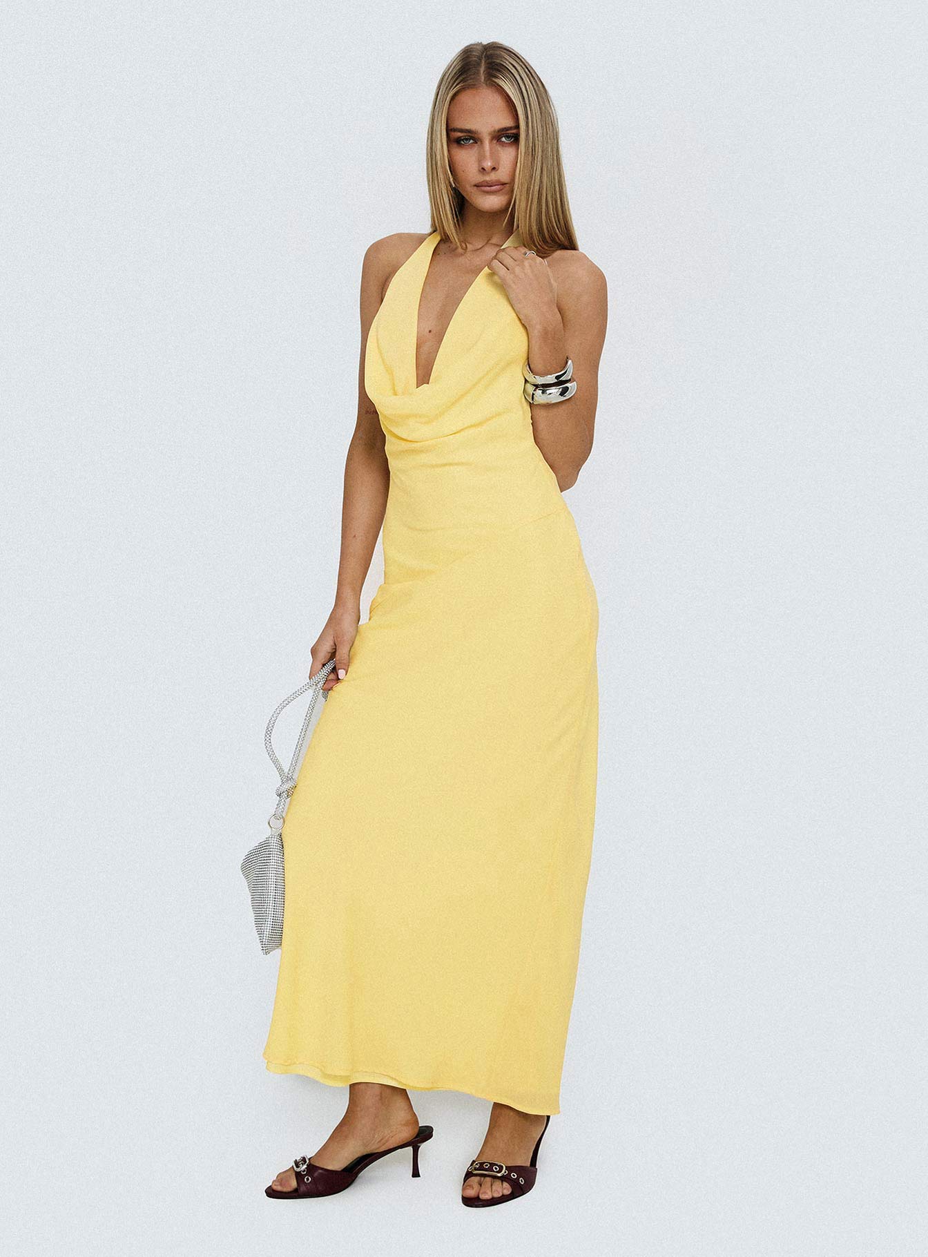 Ocean Boulevard Plunge Maxi Dress Lemon - Image 9