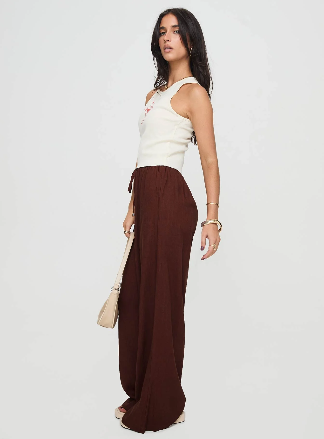 Ogilvie Linen Blend Pants Chocolate - Image 3