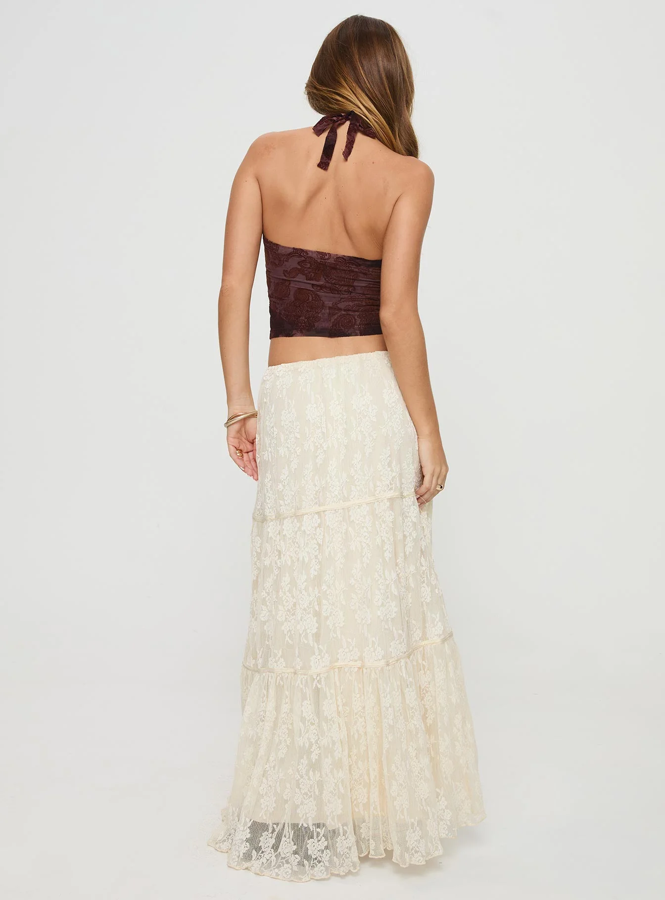 Oh Plisse Maxi Skirt Cream - Image 5