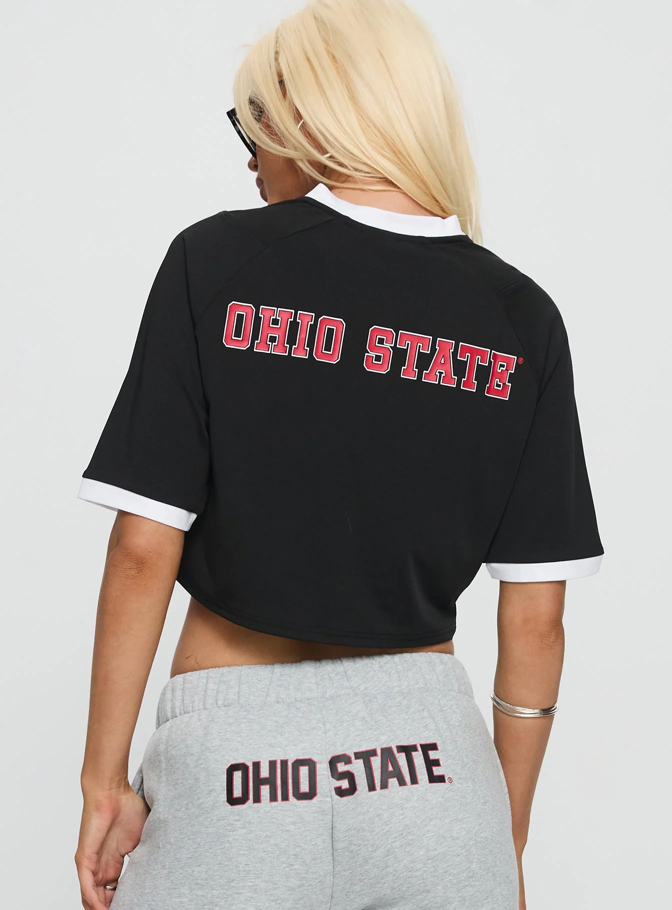 Ohio State Cropped Soccer Jersey Tee Black - Image 4