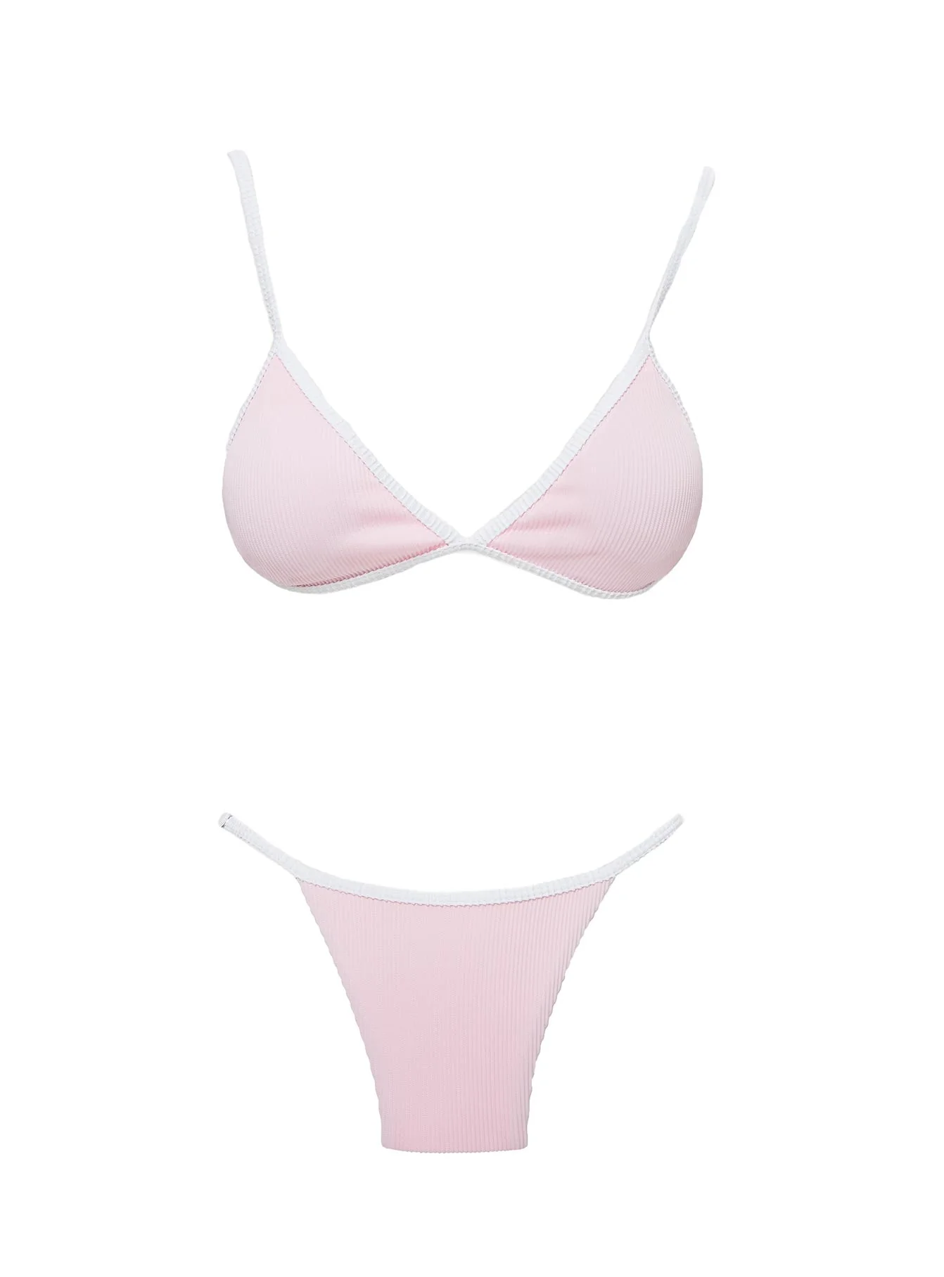 Olivia Adjustable Cheeky Bikini Bottom Pink / White - Image 5