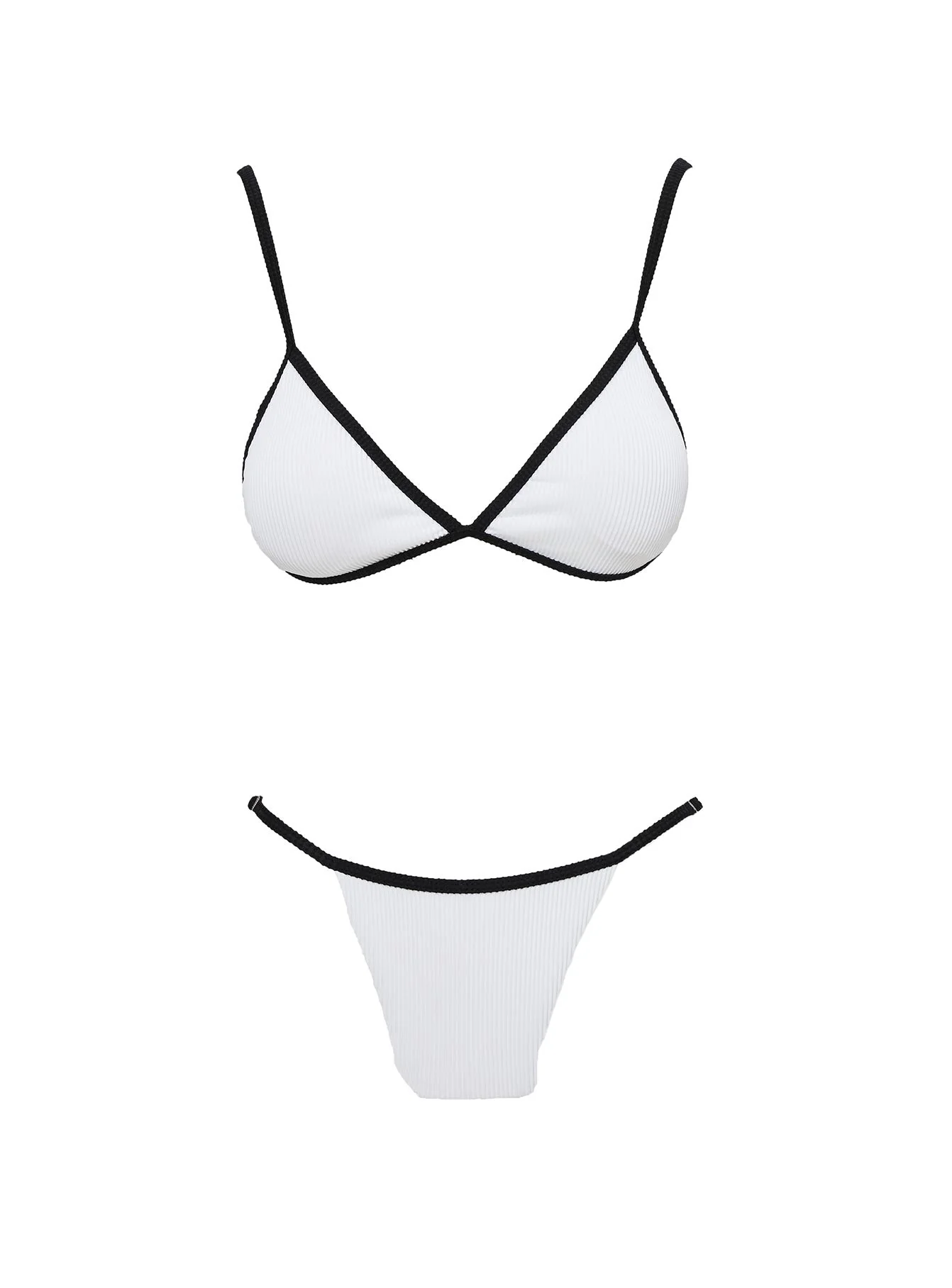 Olivia Adjustable Cheeky Bikini Bottom White / Black - Image 6