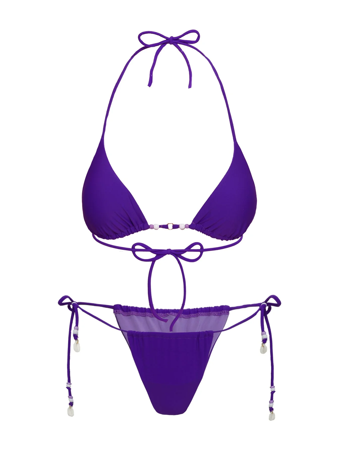 On Island Time String Bead Detail Bikini Top Purple - Image 5
