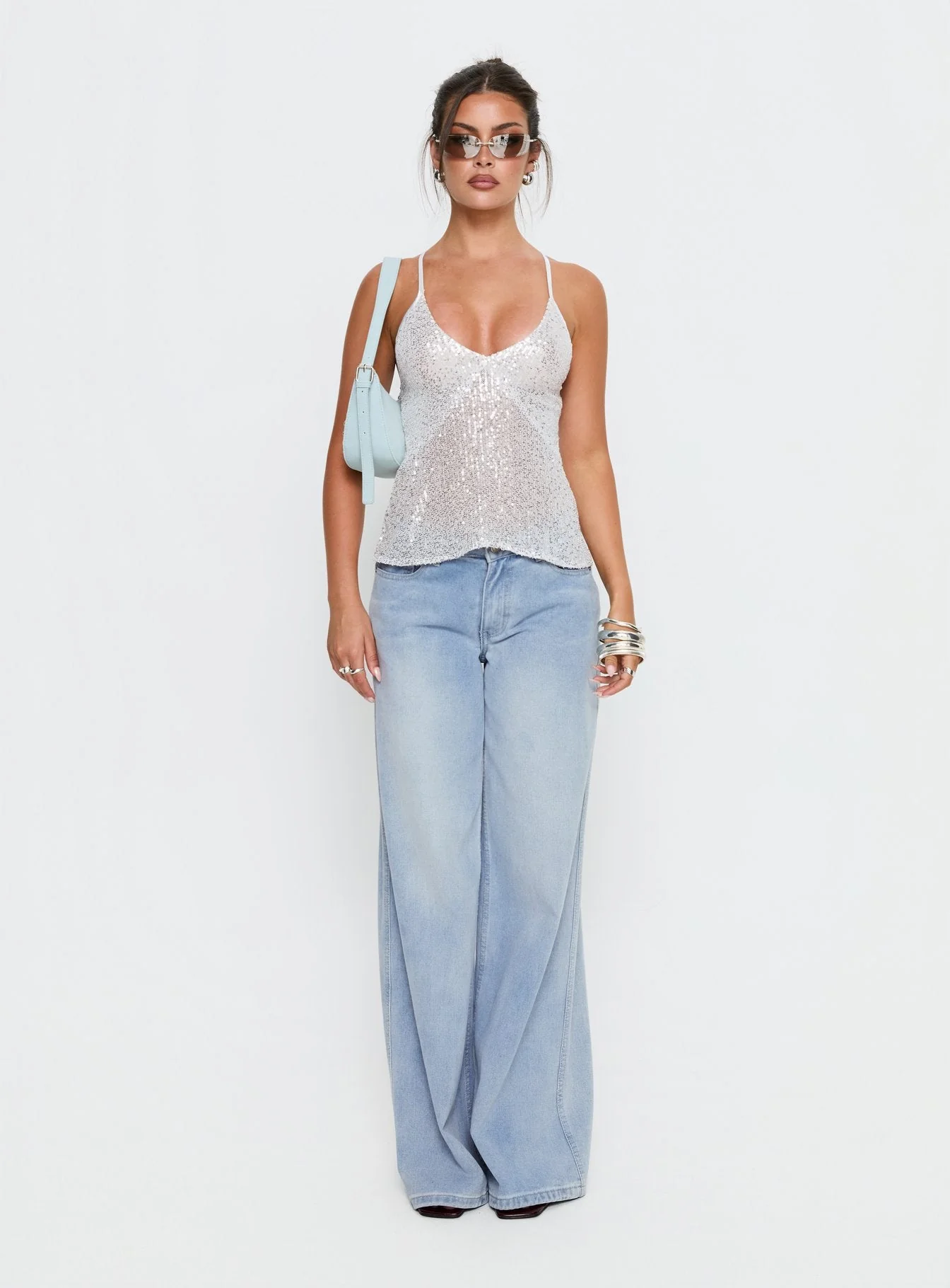 Opaline Sequin Cami Top Silver - Image 7