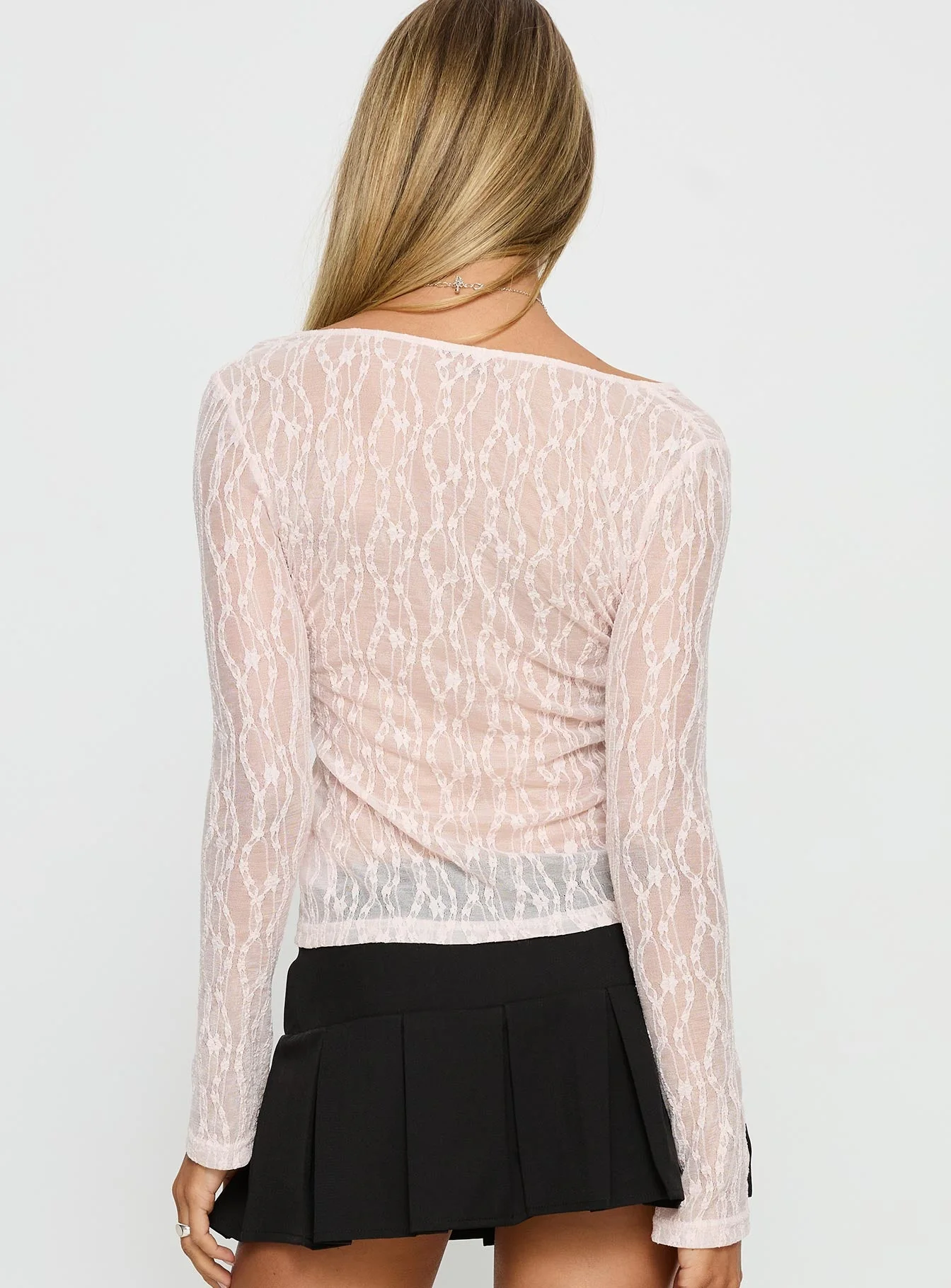 Open Your Heart Tie Detail Long Sleeve Top Pink - Image 5