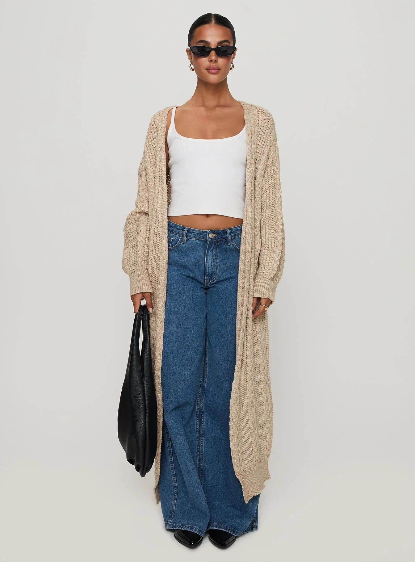 Orkid Cable Knit Cardigan Beige - Image 6