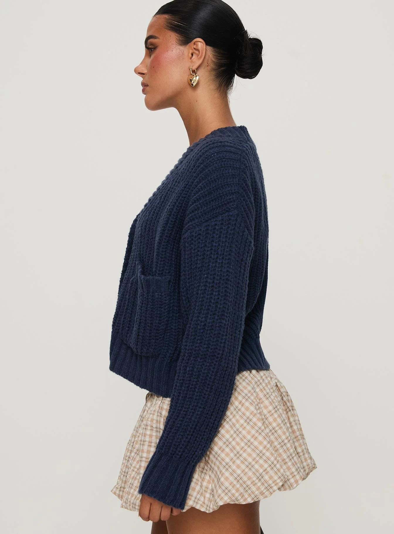 Osias Cable Knit Cardigan Navy - Image 3
