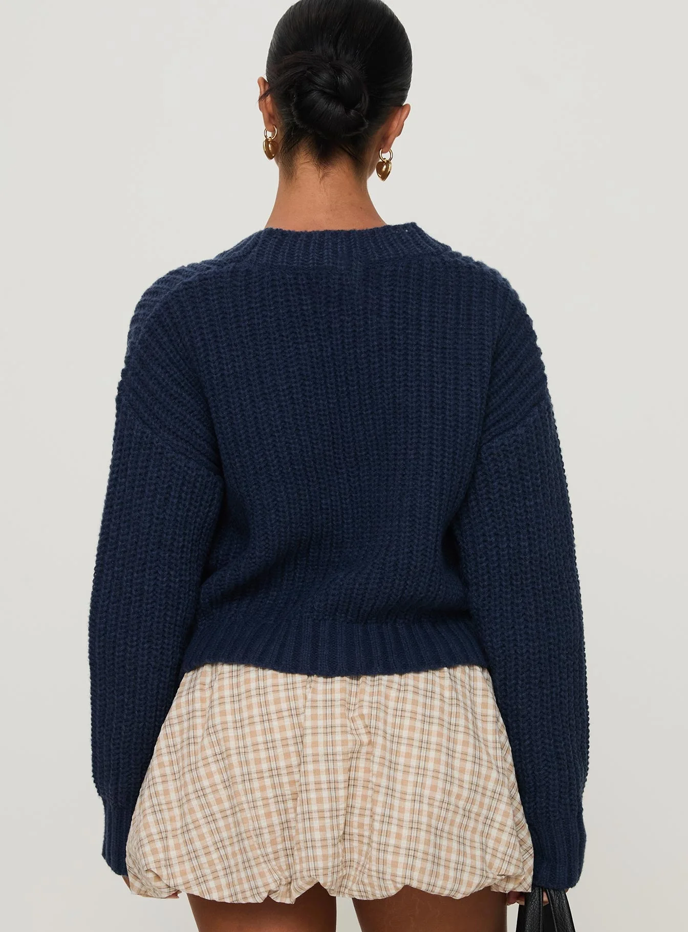 Osias Cable Knit Cardigan Navy - Image 4