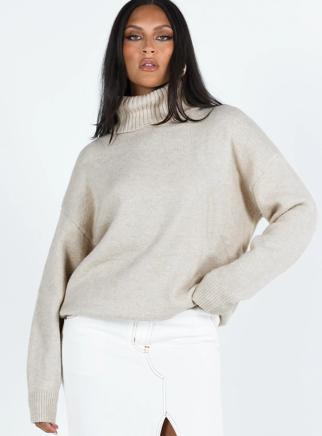 Oswin Turtleneck Sweater Oatmeal - Image 2