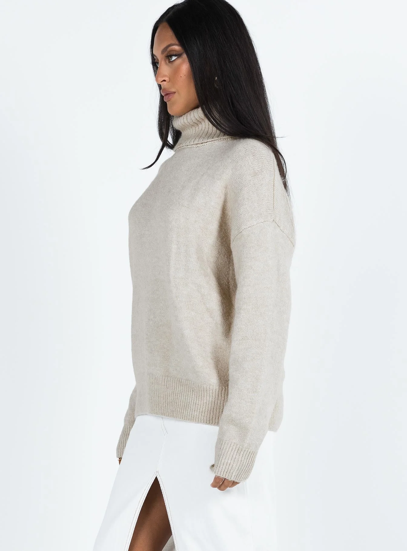 Oswin Turtleneck Sweater Oatmeal - Image 4