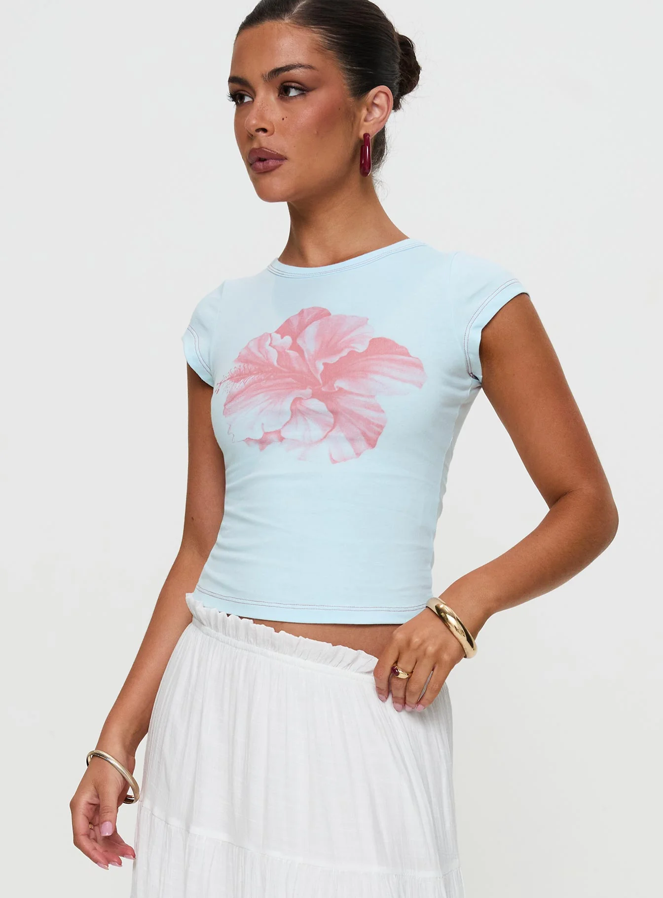 Owenz Hibiscus Baby Tee Blue - Image 7