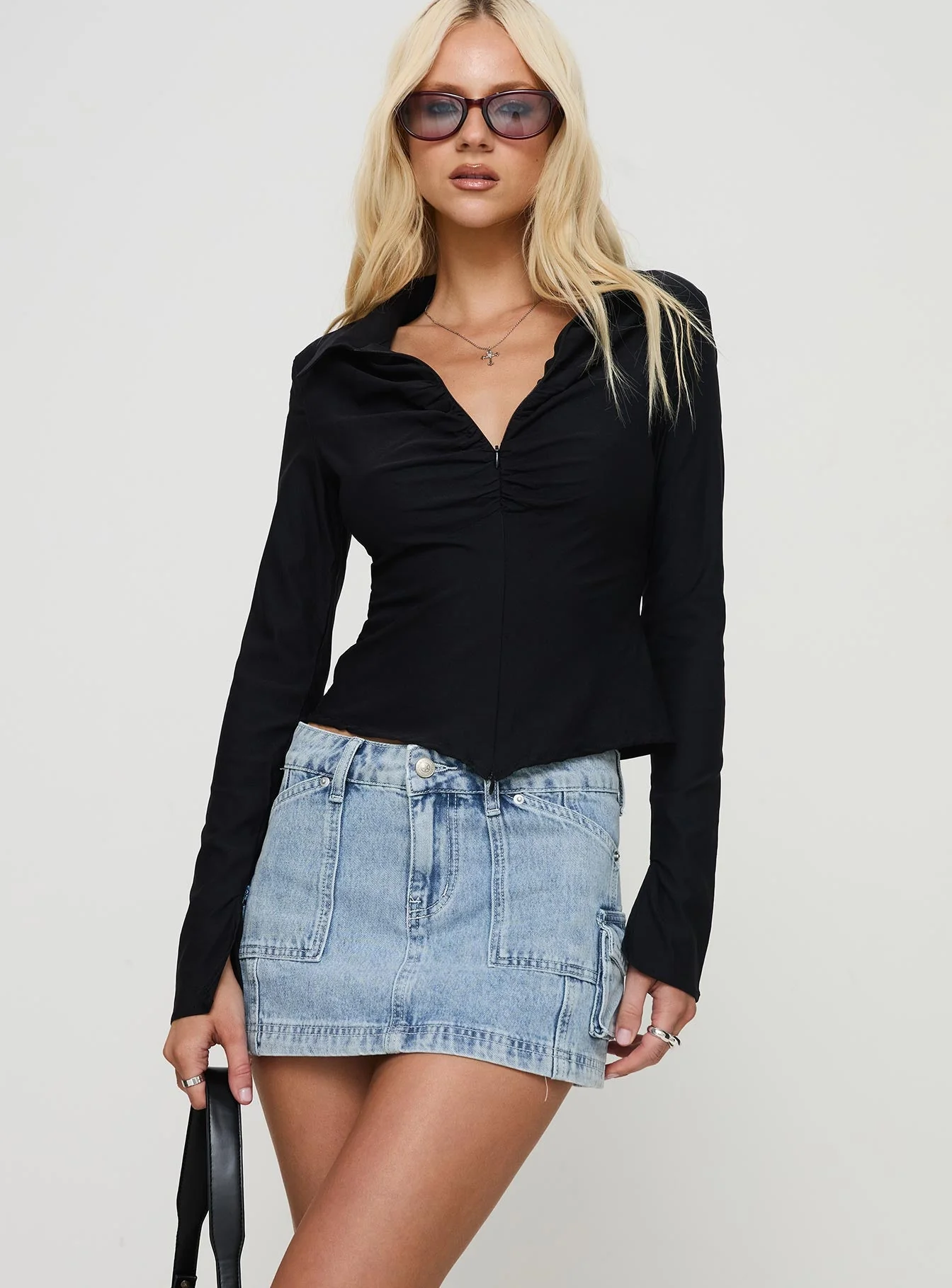 Pacific Coast Denim Cargo Skirt Light Wash - Image 2