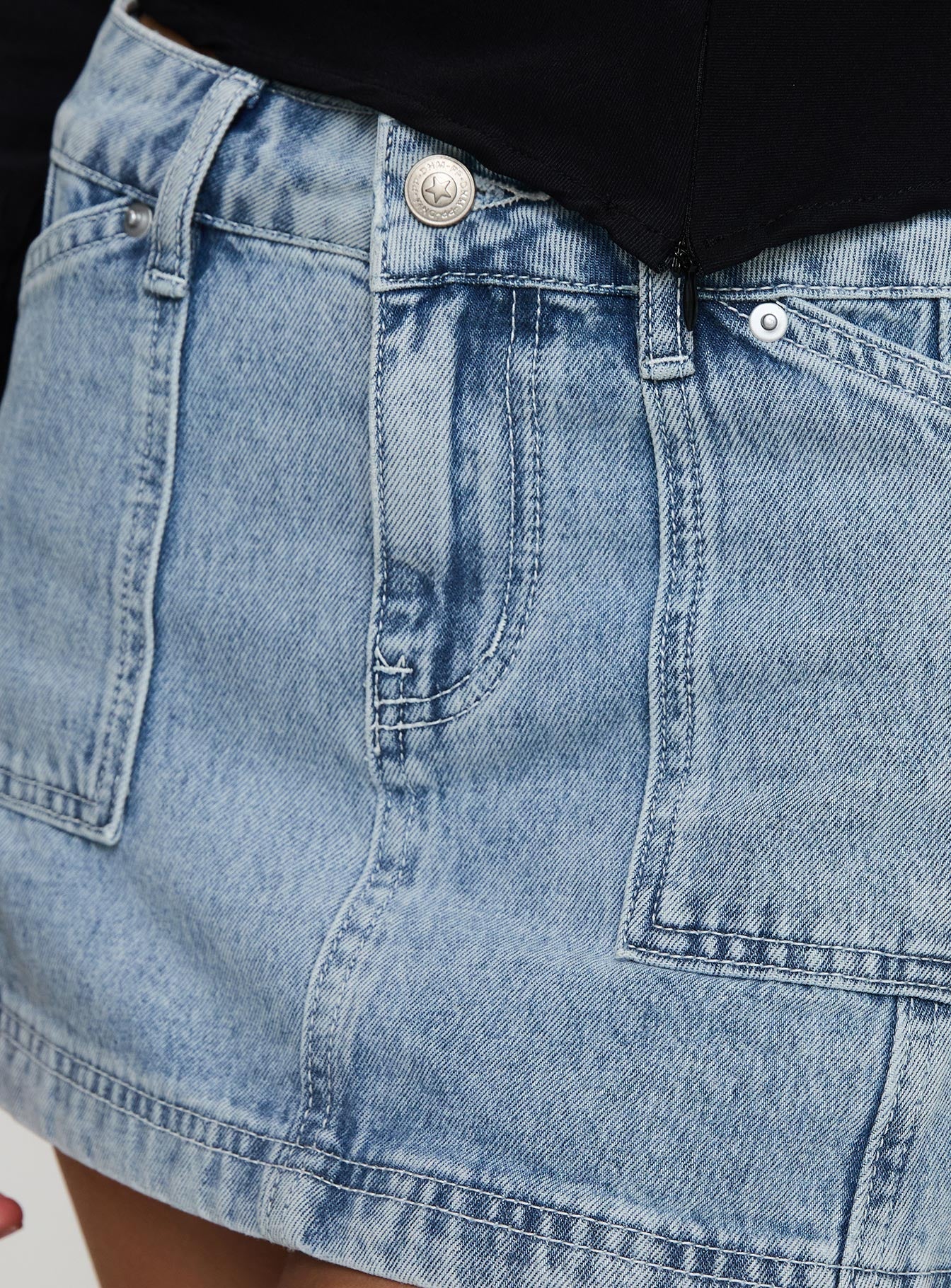 Pacific Coast Denim Cargo Skirt Light Wash - Image 6