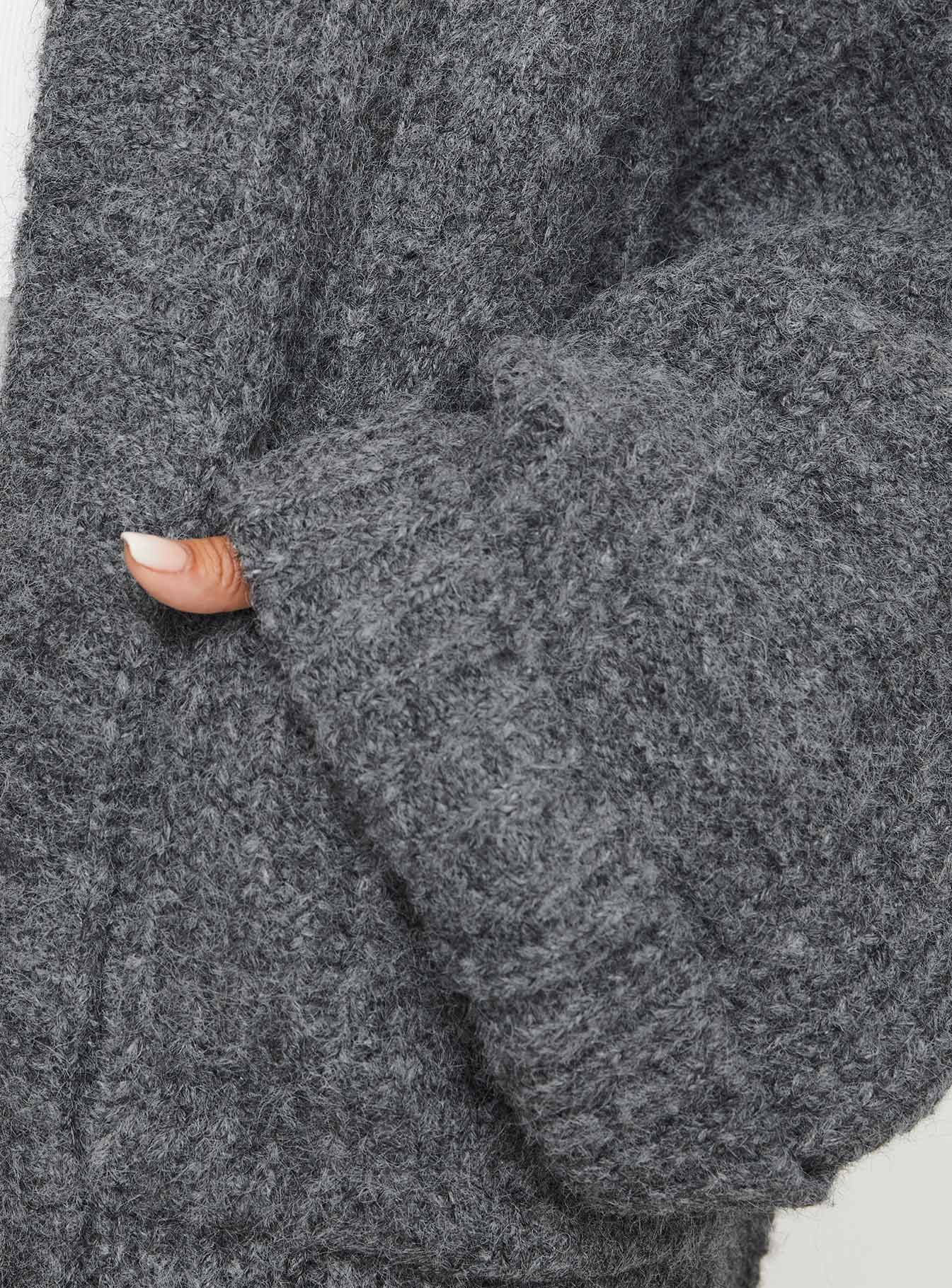 Paisleigh Cable Knit Cardigan Charcoal - Image 6