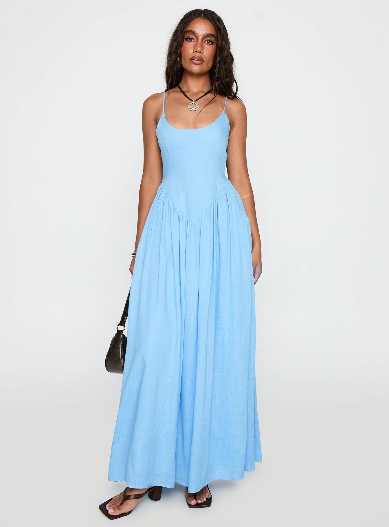 Palisades Tie Up Maxi Dress Blue - Image 2