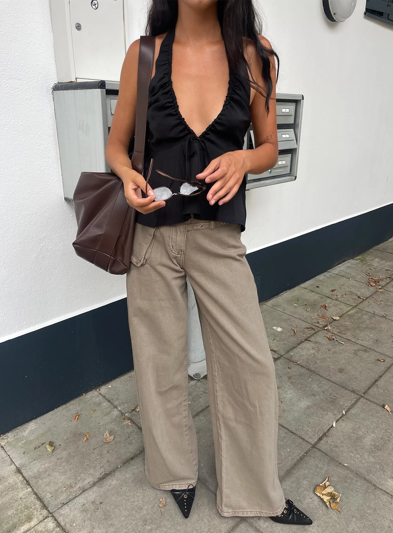 Paltrow Mid Rise Wide Leg Cargo Jeans Washed Brown - Image 9