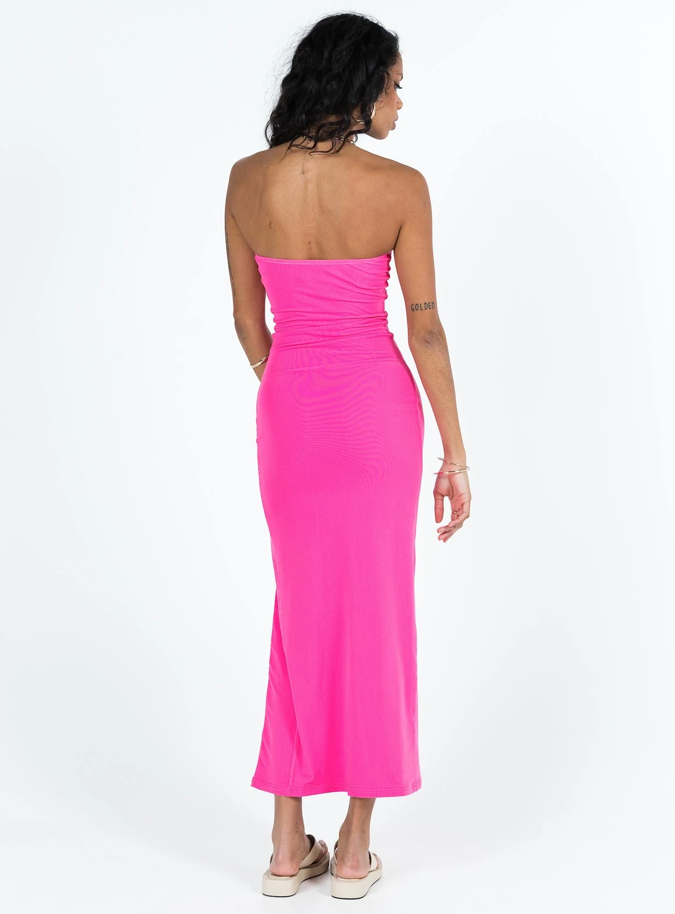 Panama Strapless Maxi Dress Hot Pink - Image 7