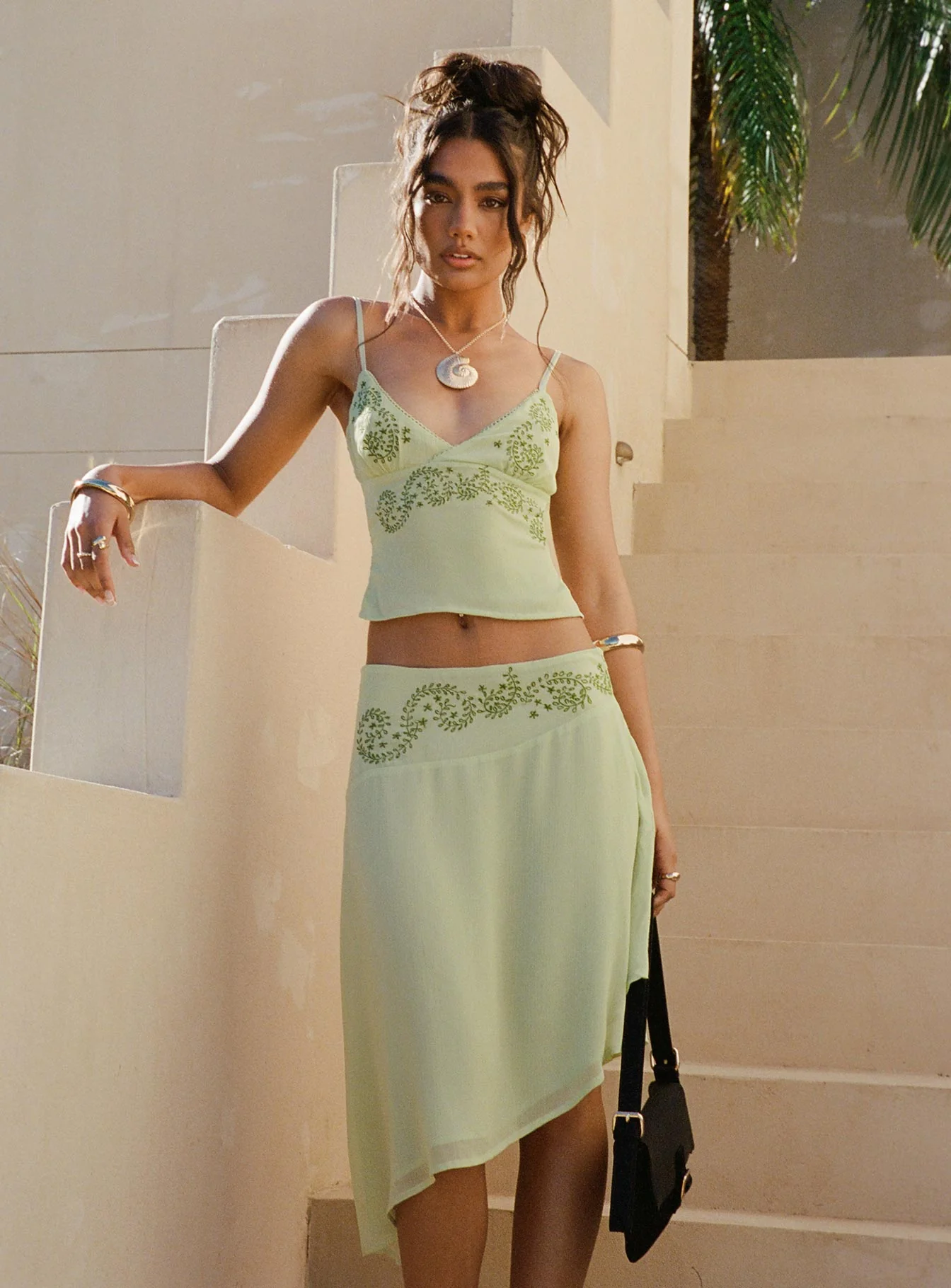 Pappilion Asymmetrical Midi Skirt Sage Petite - Image 3