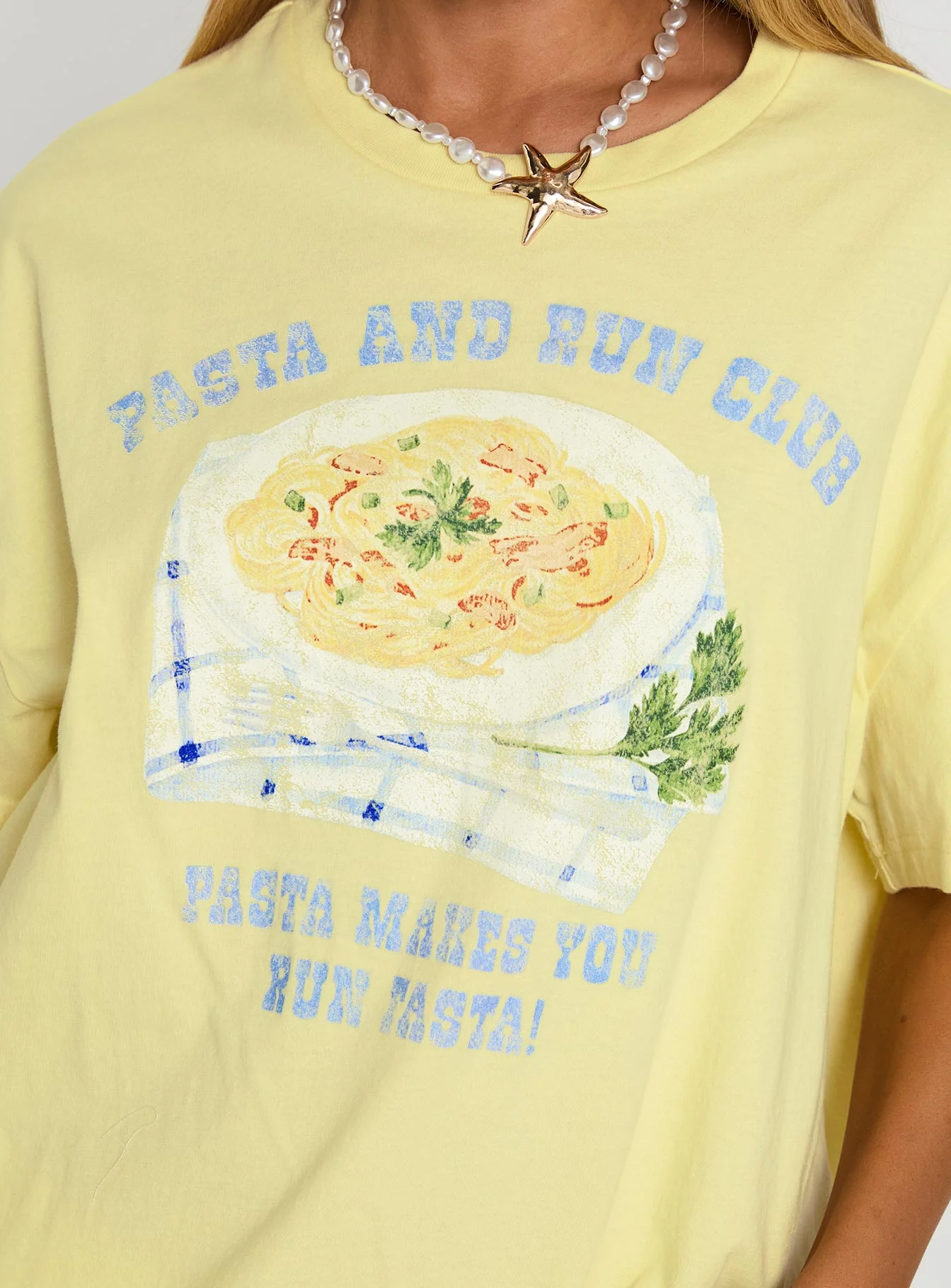 Pasta Makes You Fasta Oversized Tee Yellow - Image 6
