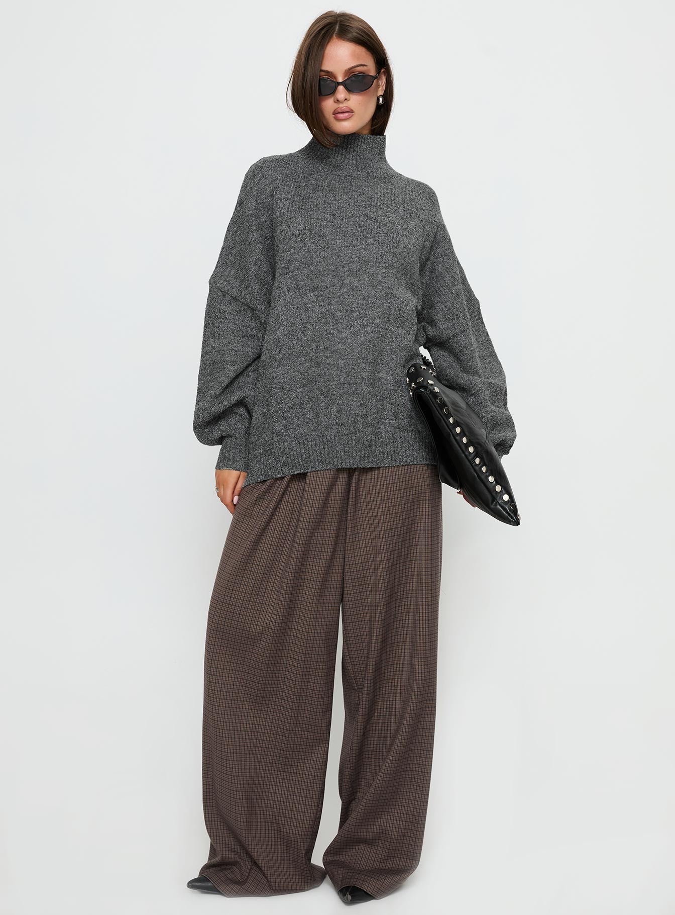 Patrizia Funnel Neck Knit Sweater Grey - Image 2