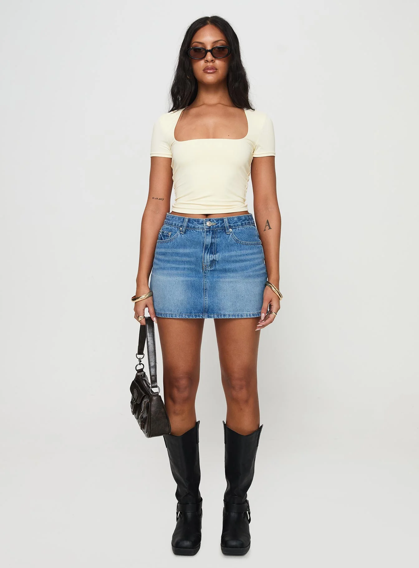 Paulette Denim Mini Skirt Light Wash - Image 7