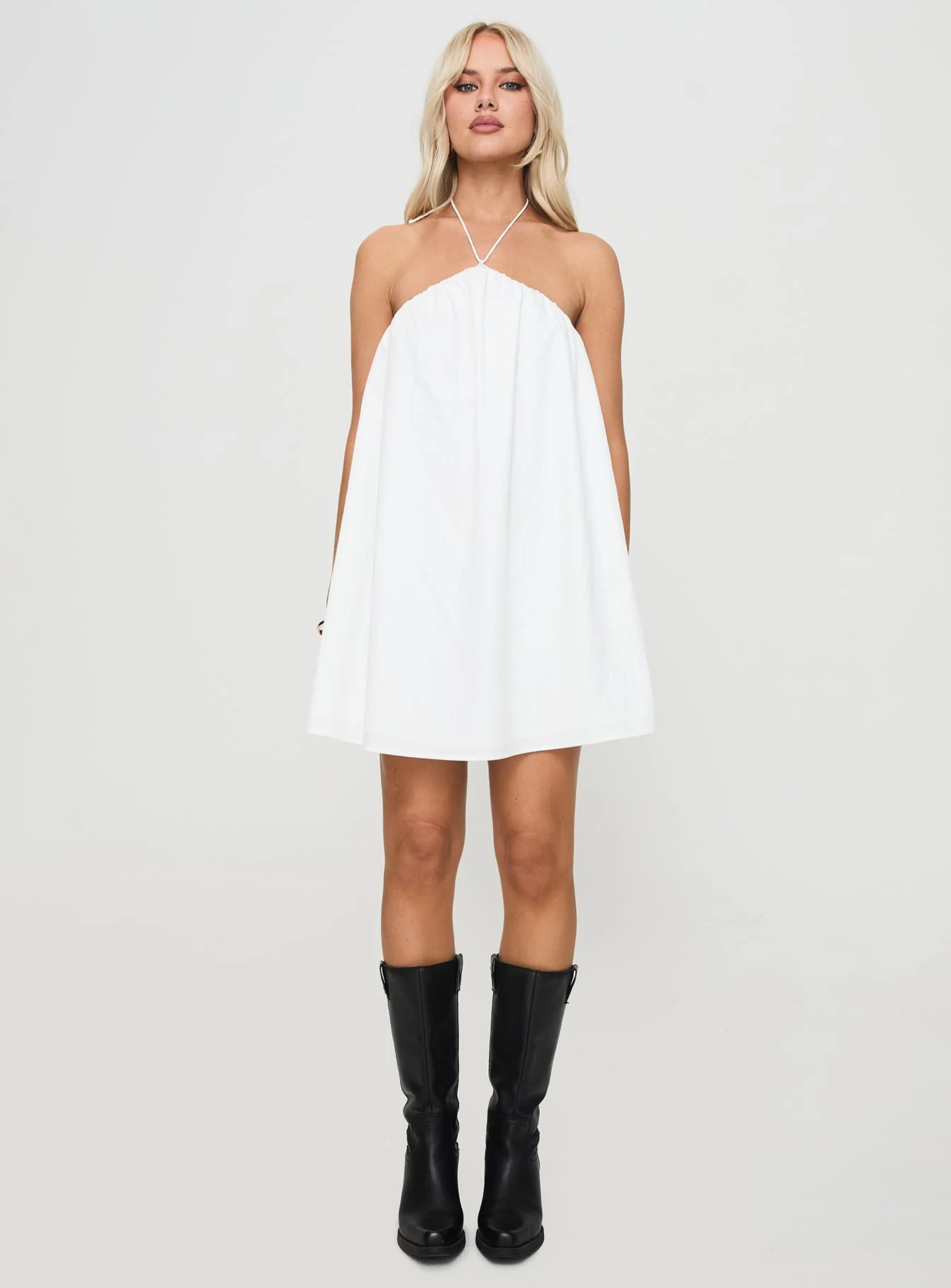 Peaco Halter Mini Dress White - Image 7