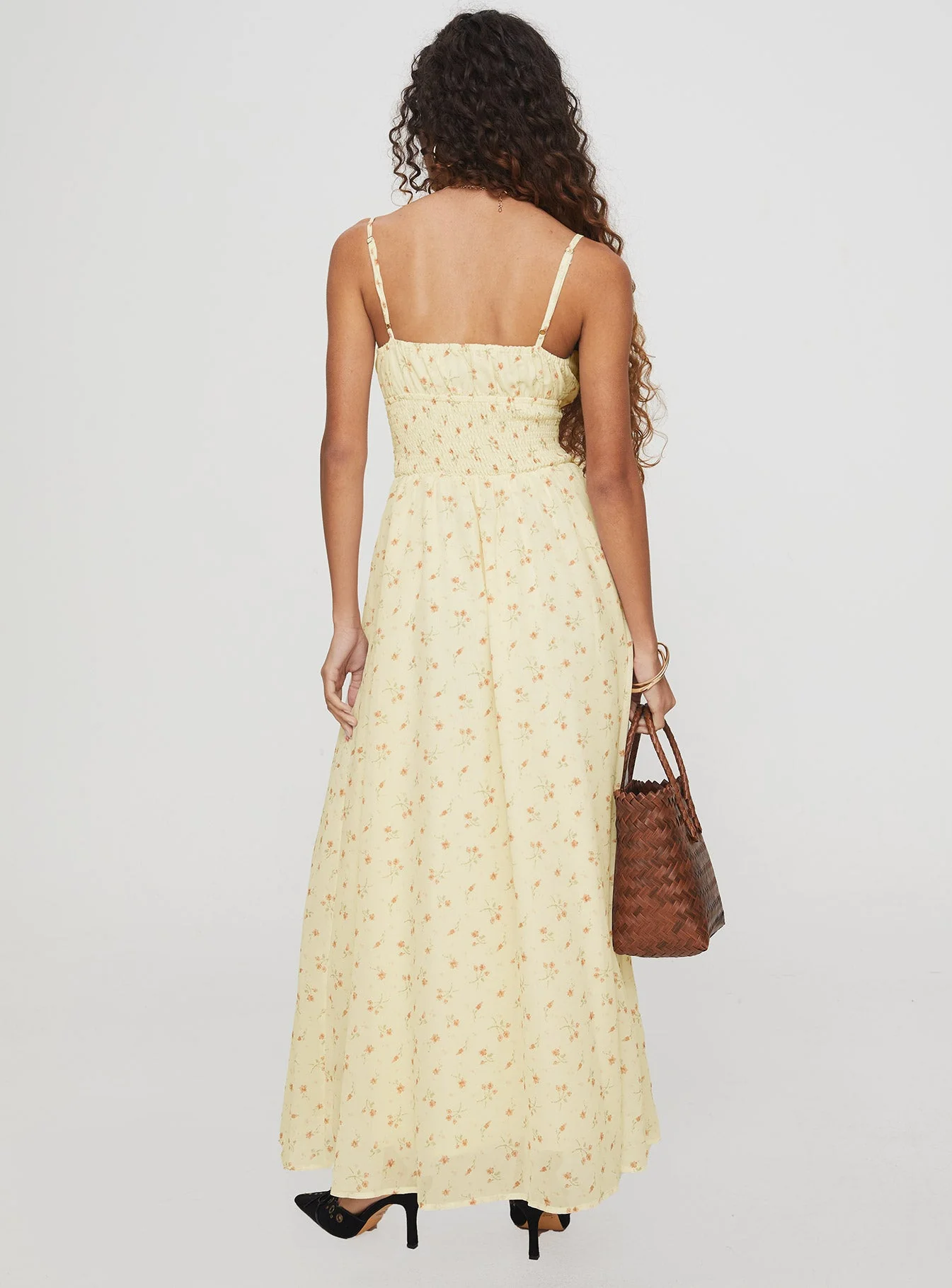 Pearle Shirred Maxi Dress Cream Floral - Image 5