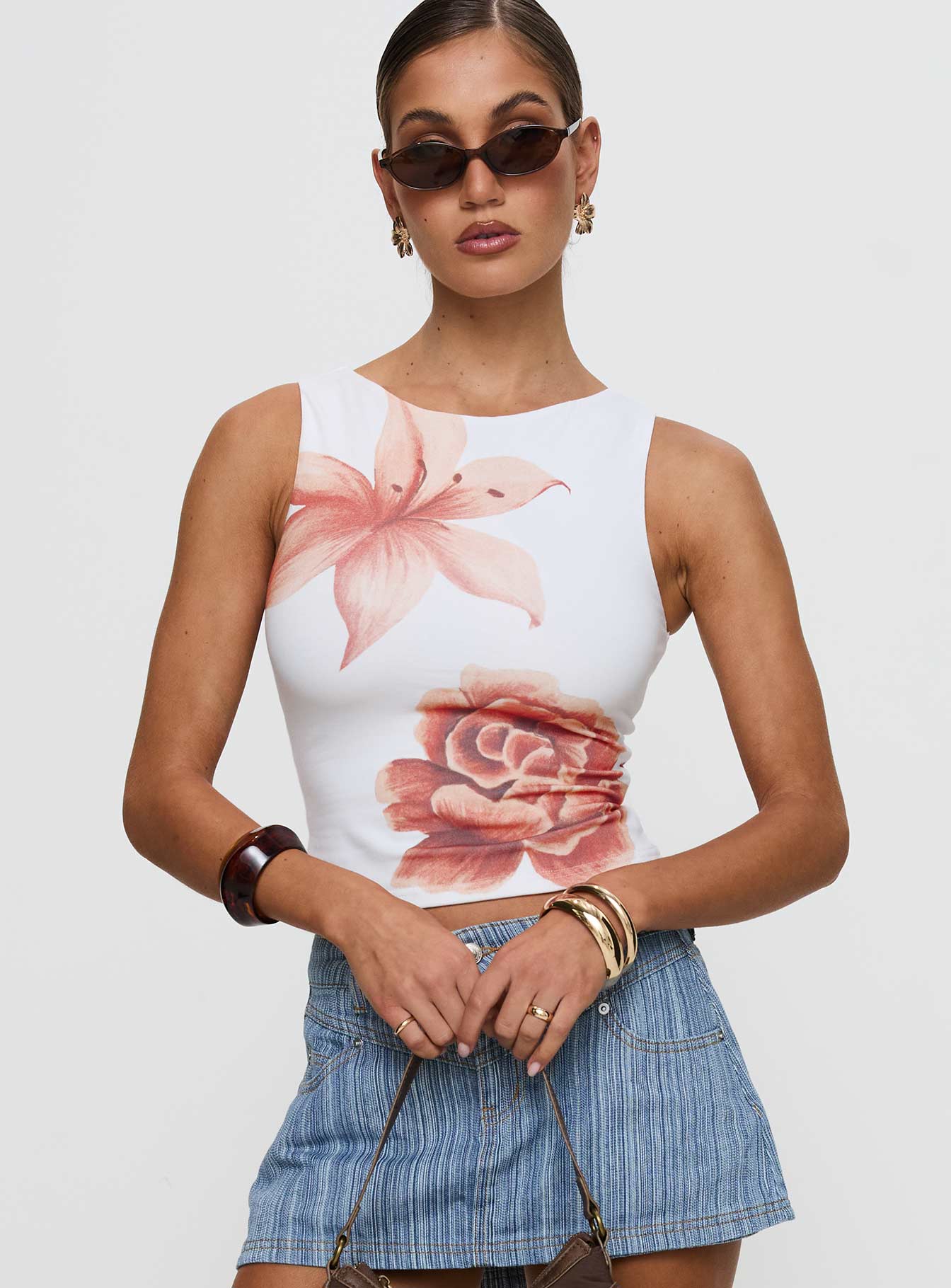 Pegasus Boat Neck Top White Floral - Image 2