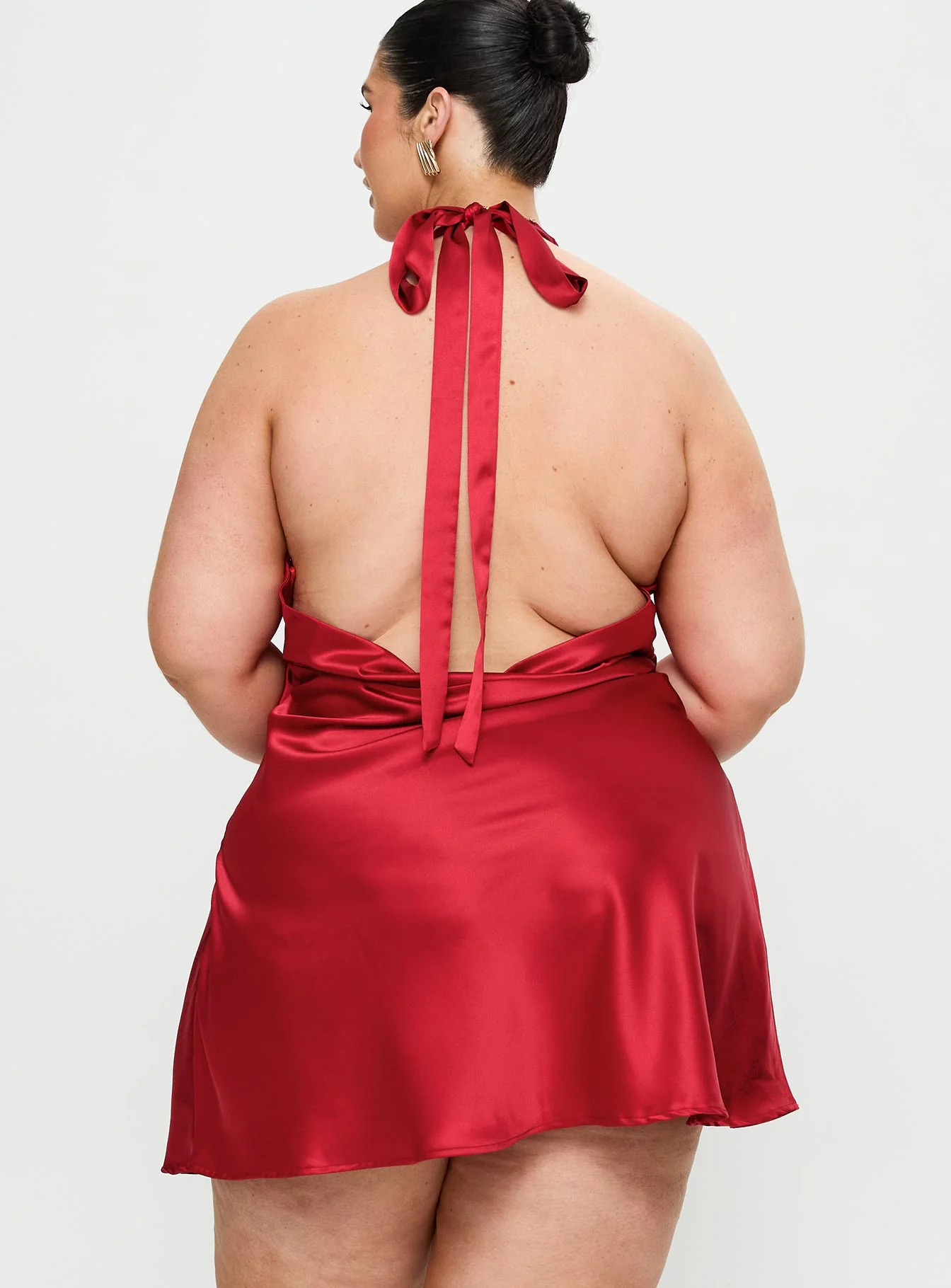 Pelagia Halter Scarf Tie Mini Dress Red Curve - Image 5