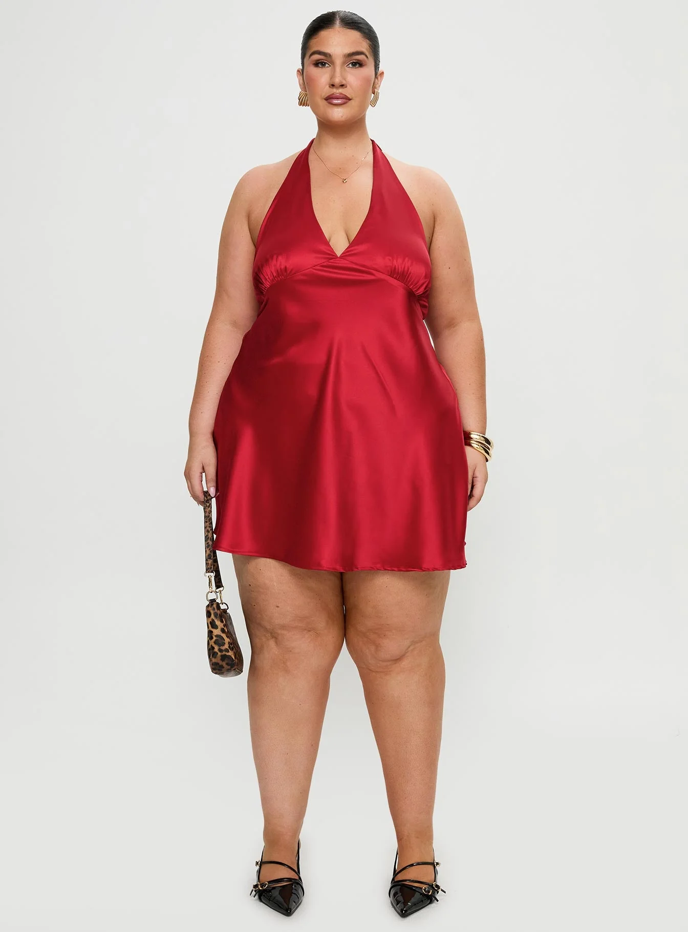 Pelagia Halter Scarf Tie Mini Dress Red Curve - Image 7