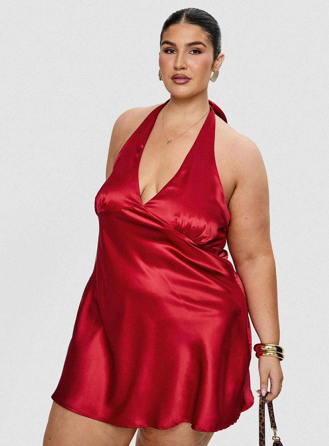 Pelagia Halter Scarf Tie Mini Dress Red Curve - Image 8